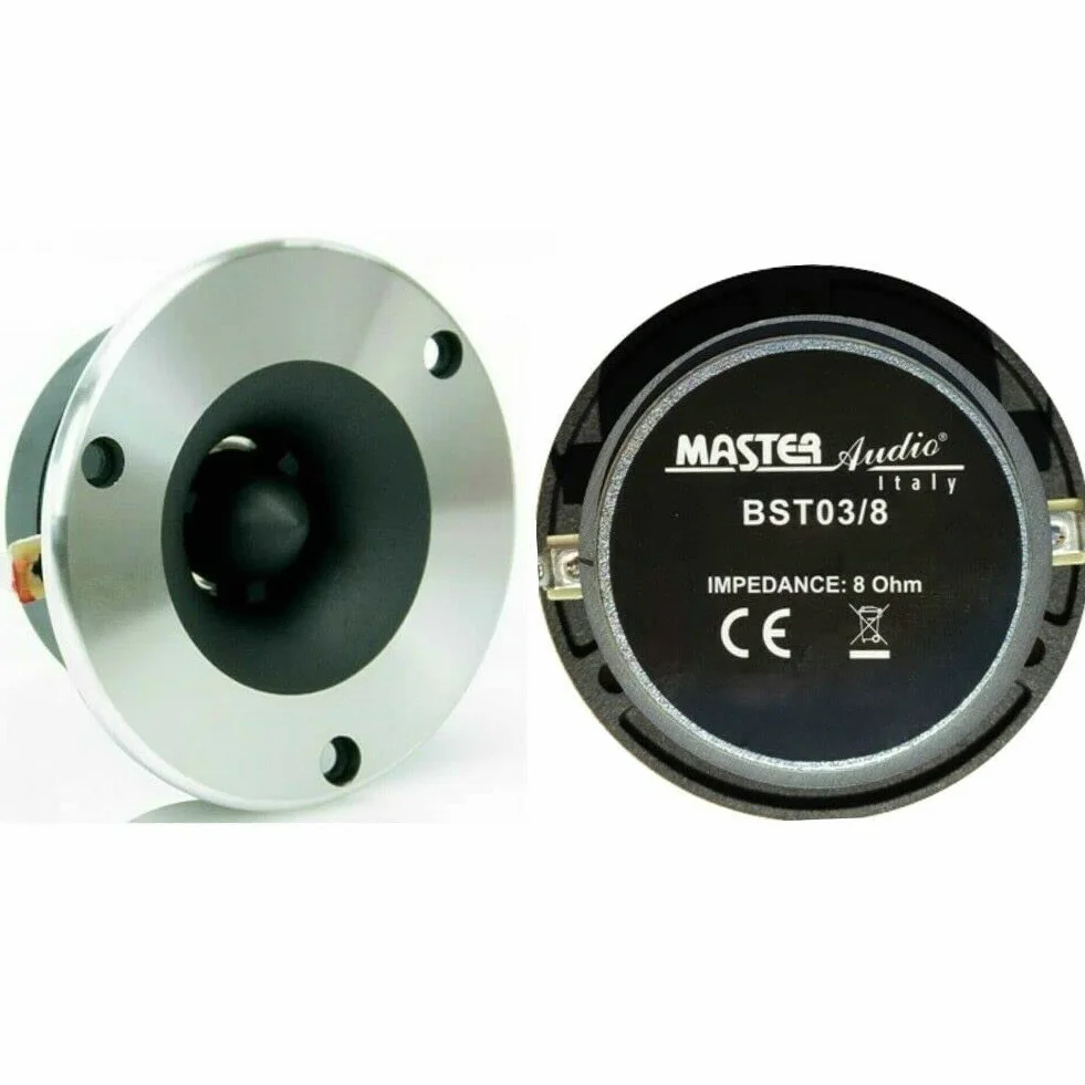 KIT SET PER MASTER AUDIO BST03/8 2 super tweeter di ricambio universali, da 150 watt rms 300 watt max, 9,6 cm di diametro, 8 ohm, per casa, a coppia, alta qualità premium + condensatori omaggio