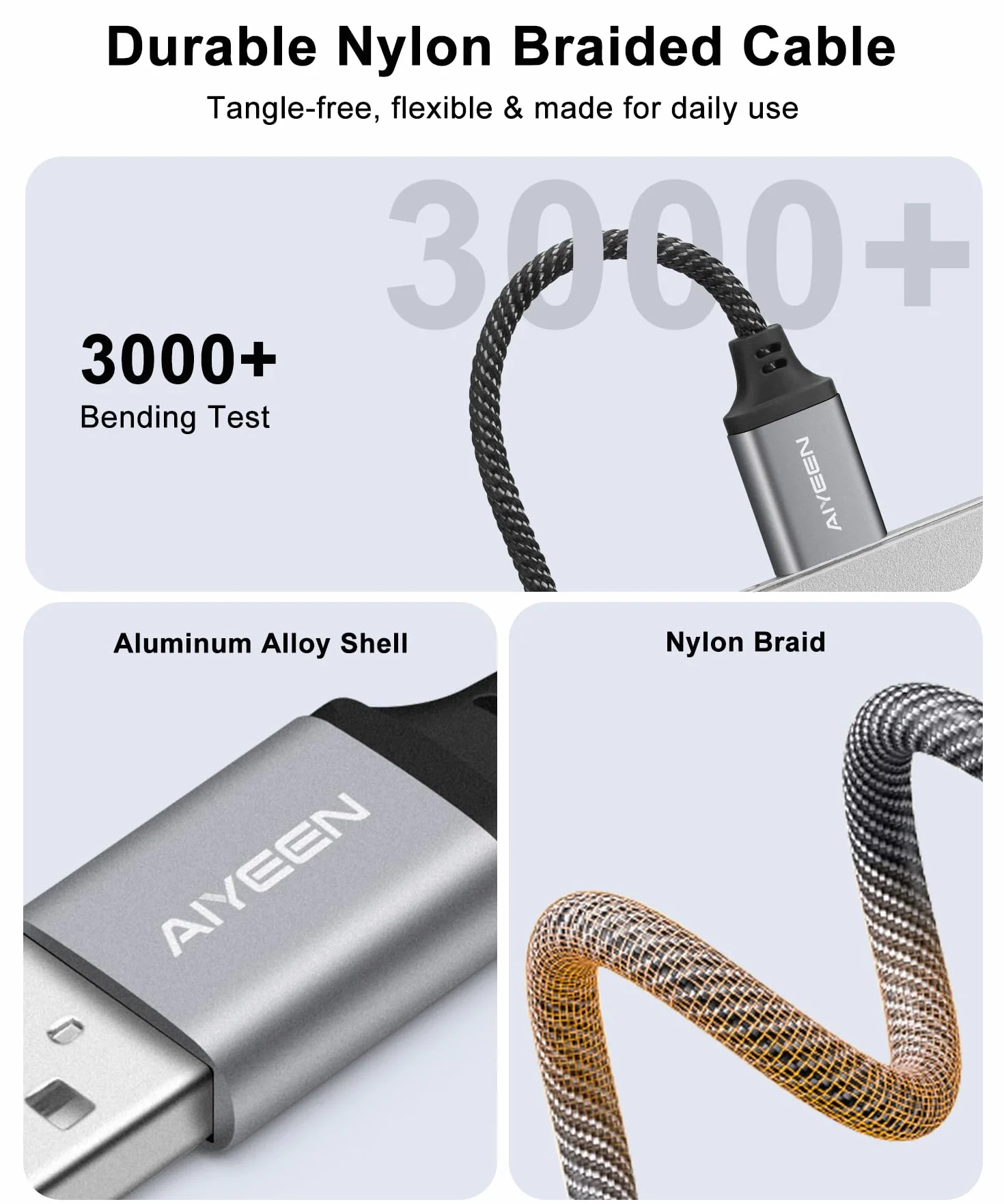 Cavo adattatore audio da USB a femmina da 3,5 mm, convertitore stereo da USB maschio a jack AUX intrecciato in nylon da 15 cm con chip ad alta risoluzione, per cuffie, AUX per auto (grigio)