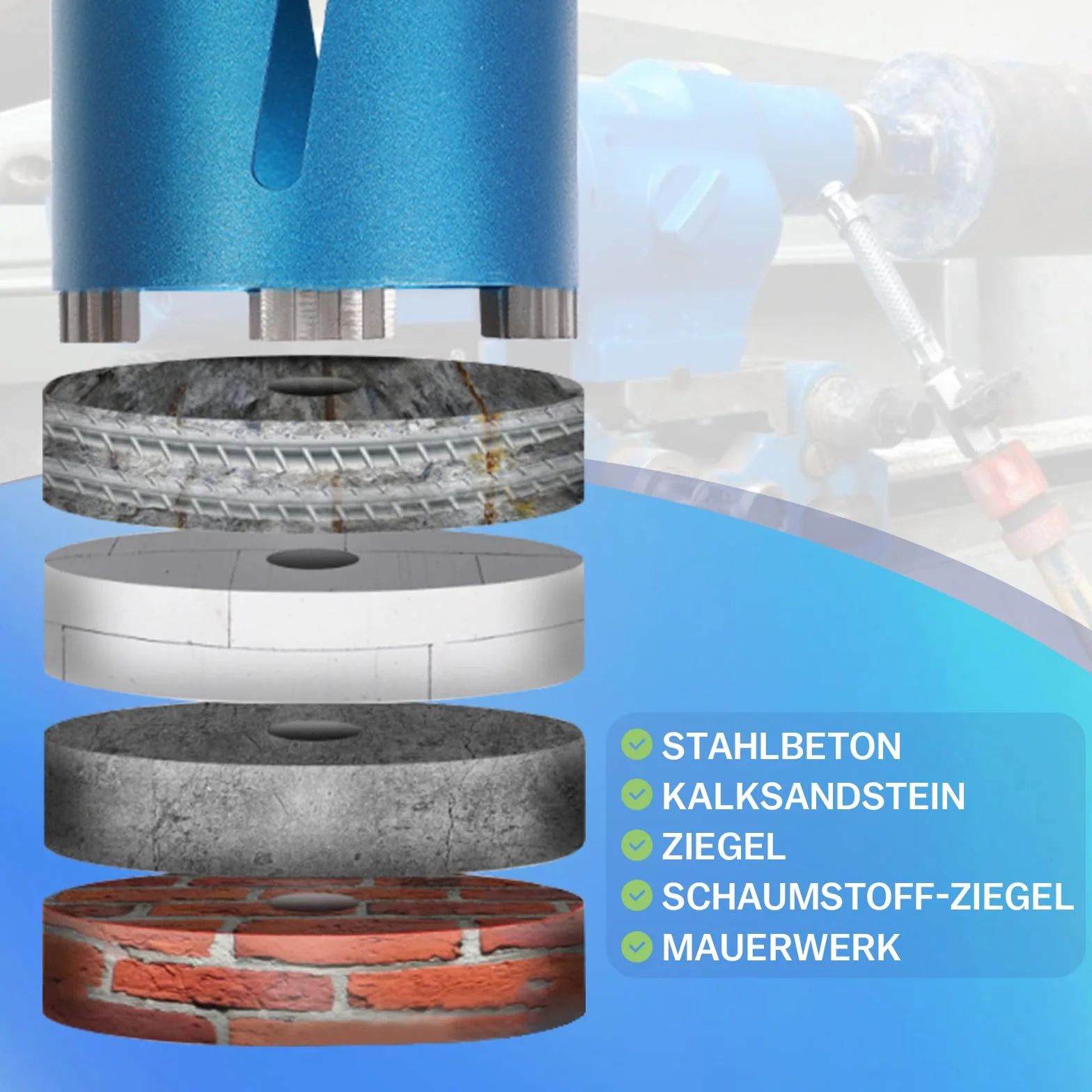 M22 Corona Diamantata Ø 68mm L200mm Carotatrice Seghe a Tazza Turbo 10mm Adattatore SDS-PLUS 110mm Punte da Trapano a Secco e a Umido per Cemento Muratura Pietra
