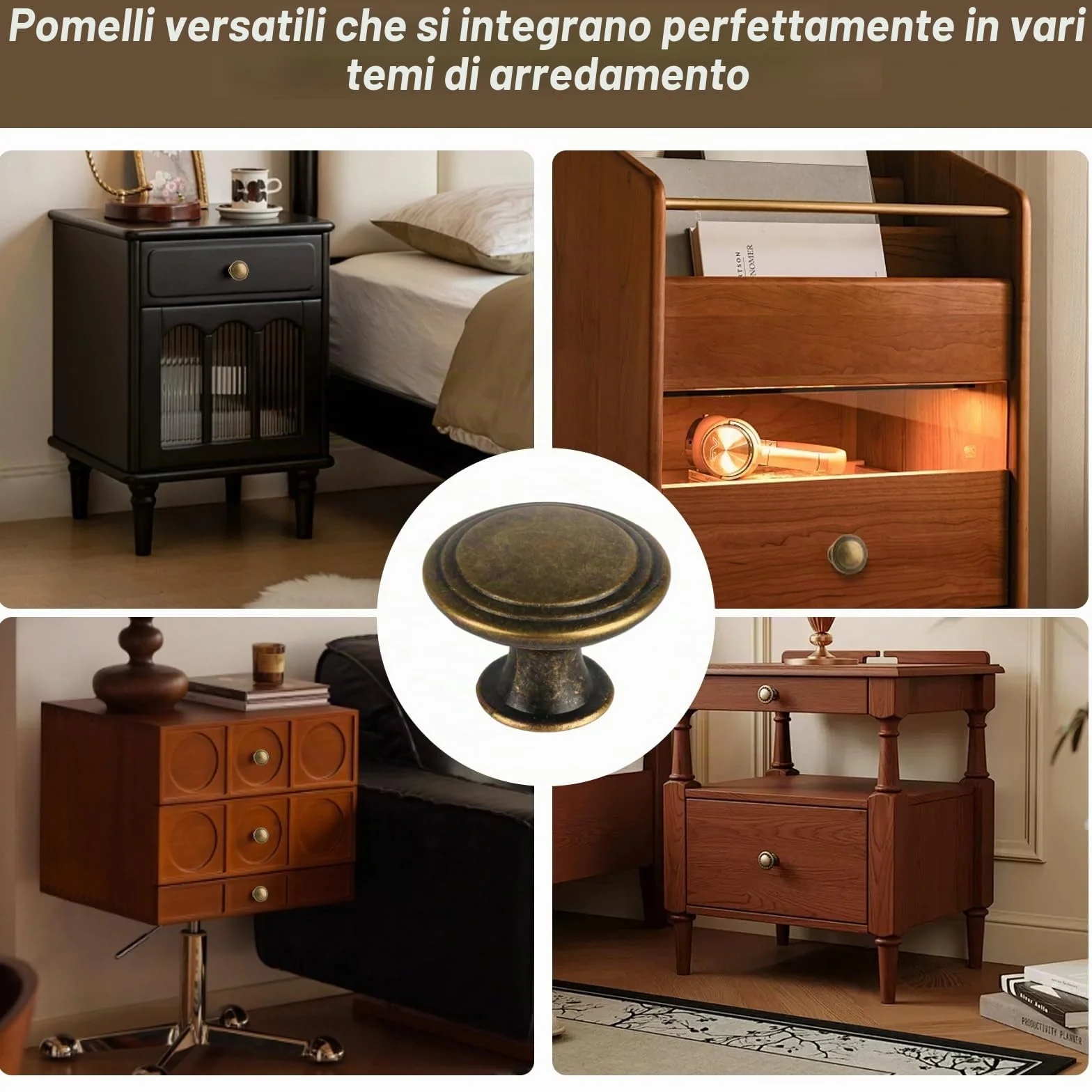 Pomelli per Mobili Vintage 30 mm Bronzo Rotonde 6 Pz