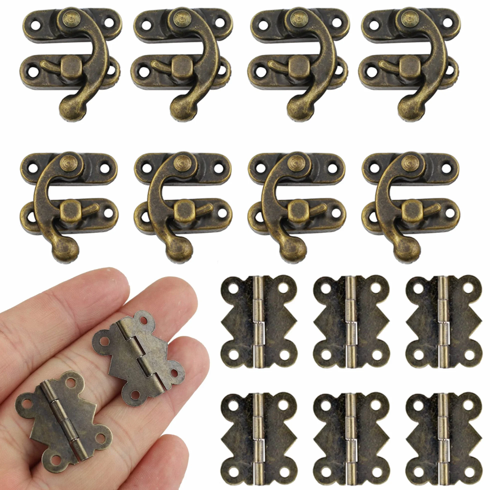 Gancio A Scatto Hasp Antico Legno, Serratura Vintage Sinistra/Destra, Cerniere A Farfalla Antiche 90 Pcs Per Scatole Di Legno