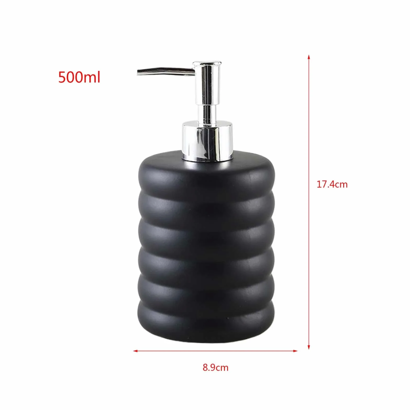 dispenser per sapone, Distributore di sapone, distributore da cucina, 16,9 once, piccolo, moderno in ceramica opaca a strisce