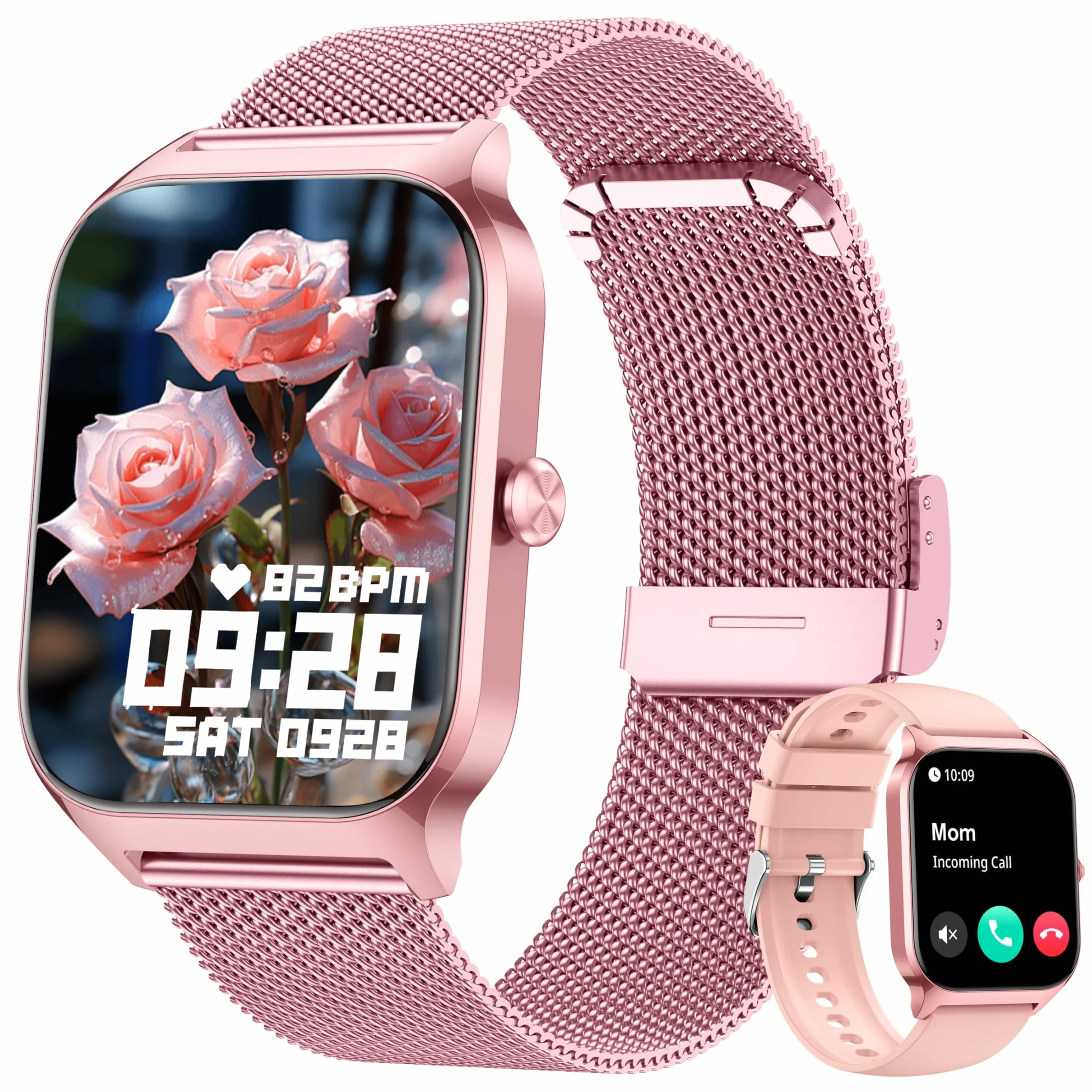 KALINCO Smartwatch Uomo Donna, 1.85” IA Orologio Pressione Sanguigna, Chiamata Bluetooth, SpO2, Frequenza cardiaca, Stress, Sonno, Orologio Mondiale, 100+ Sports Watch per Apple Xiaomi Samsung Phone