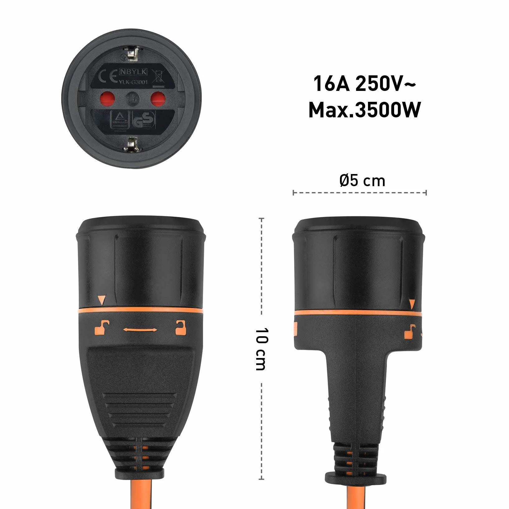 Electraline 49237 Avvolgicavo con Prolunga Elettrica da Giardino 25M 3G1 con Presa Electralock e maniglia ergonomica