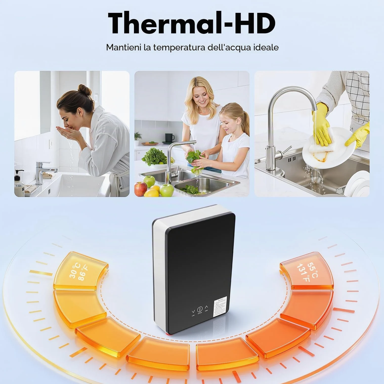 Scaldabagno elettronico istantaneo, 6500 W, 220 V, scaldacqua istantanea Tankless con doccetta, 33-55 ℃, scaldabagno digitale LED per bagno e cucina
