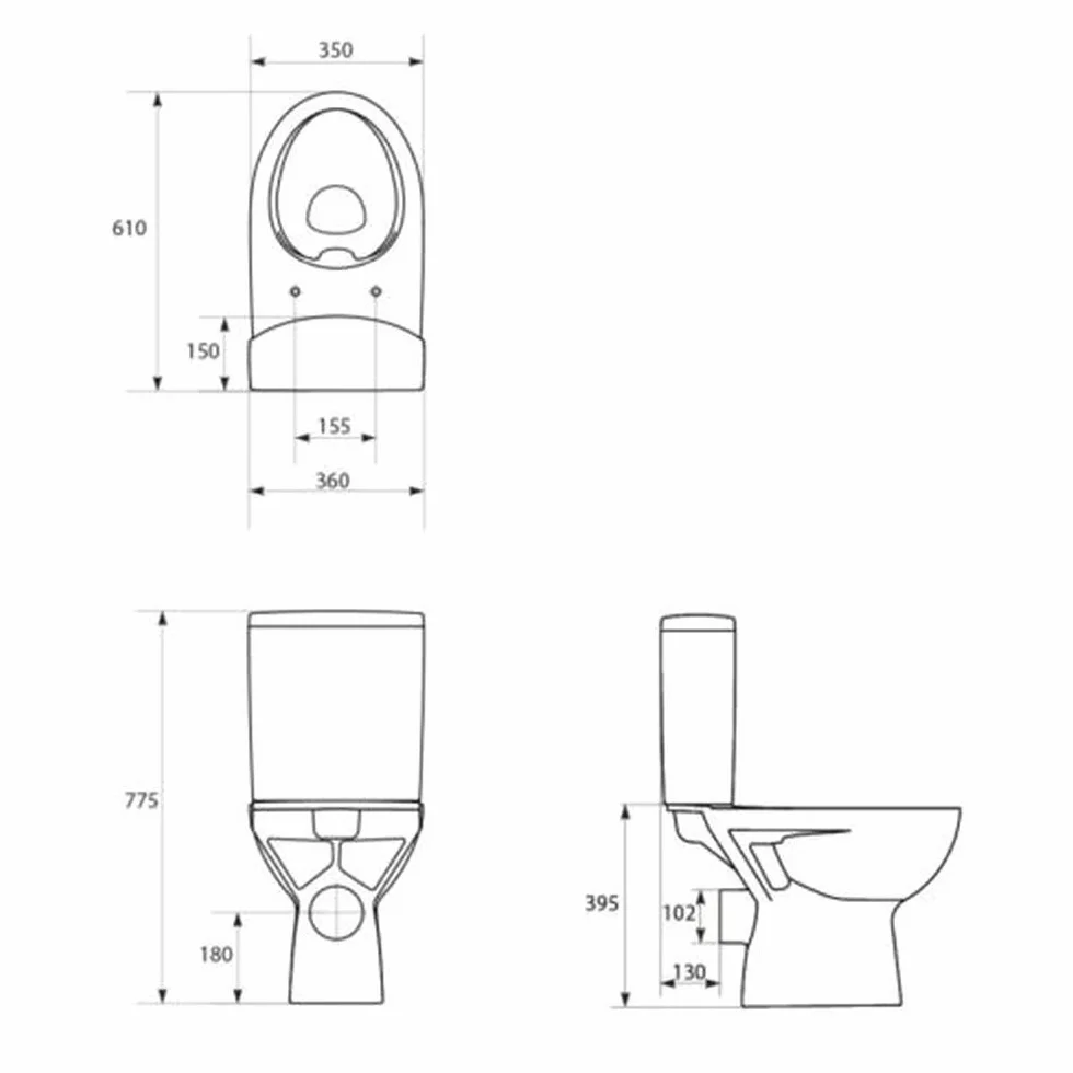 Completo per WC Toilette di ceramica stand – Set di design con cassetta Parva Slim in Duroplast, Sedile WC con abbassamento automatico SoftClose con funzione
