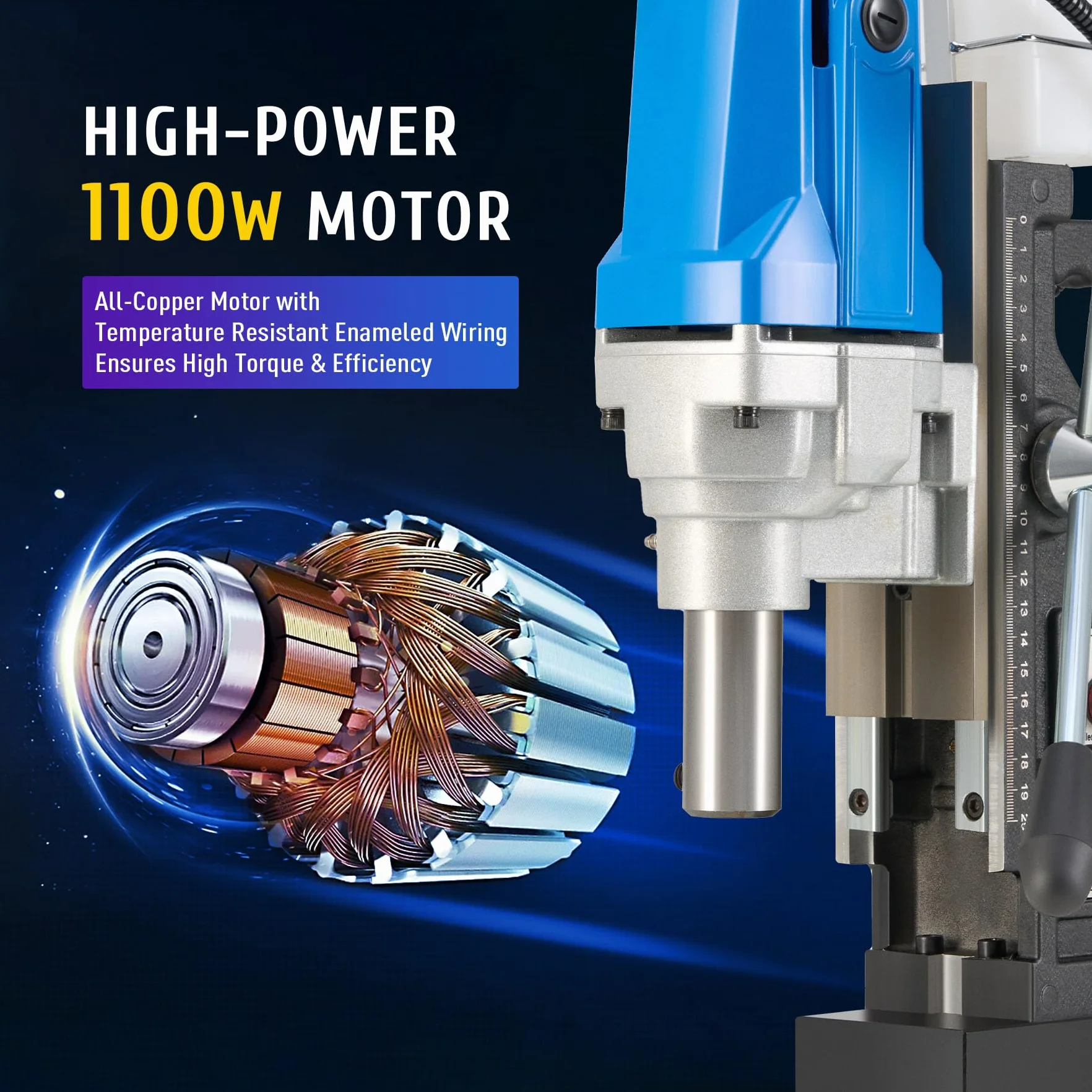 Trapano Magnetico Portatile 1100W 12000 N 40 mm Profondità 50 mm Elettrico Industriale