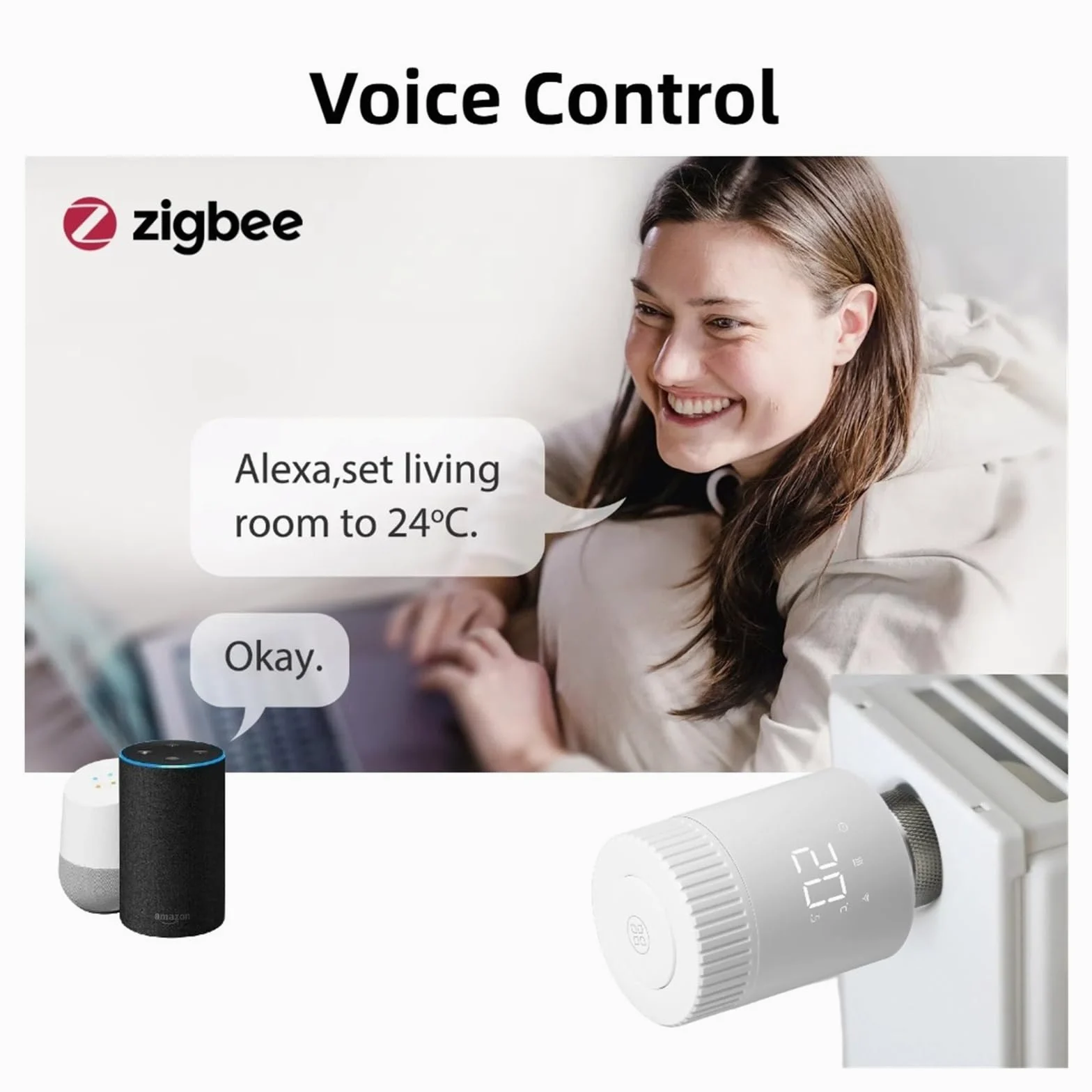 Attuatore Termostatico For Radiatore Smart TRV Valvola Termostatica Controllo Remoto Programmabile Regolazione Automatica(5pcs)
