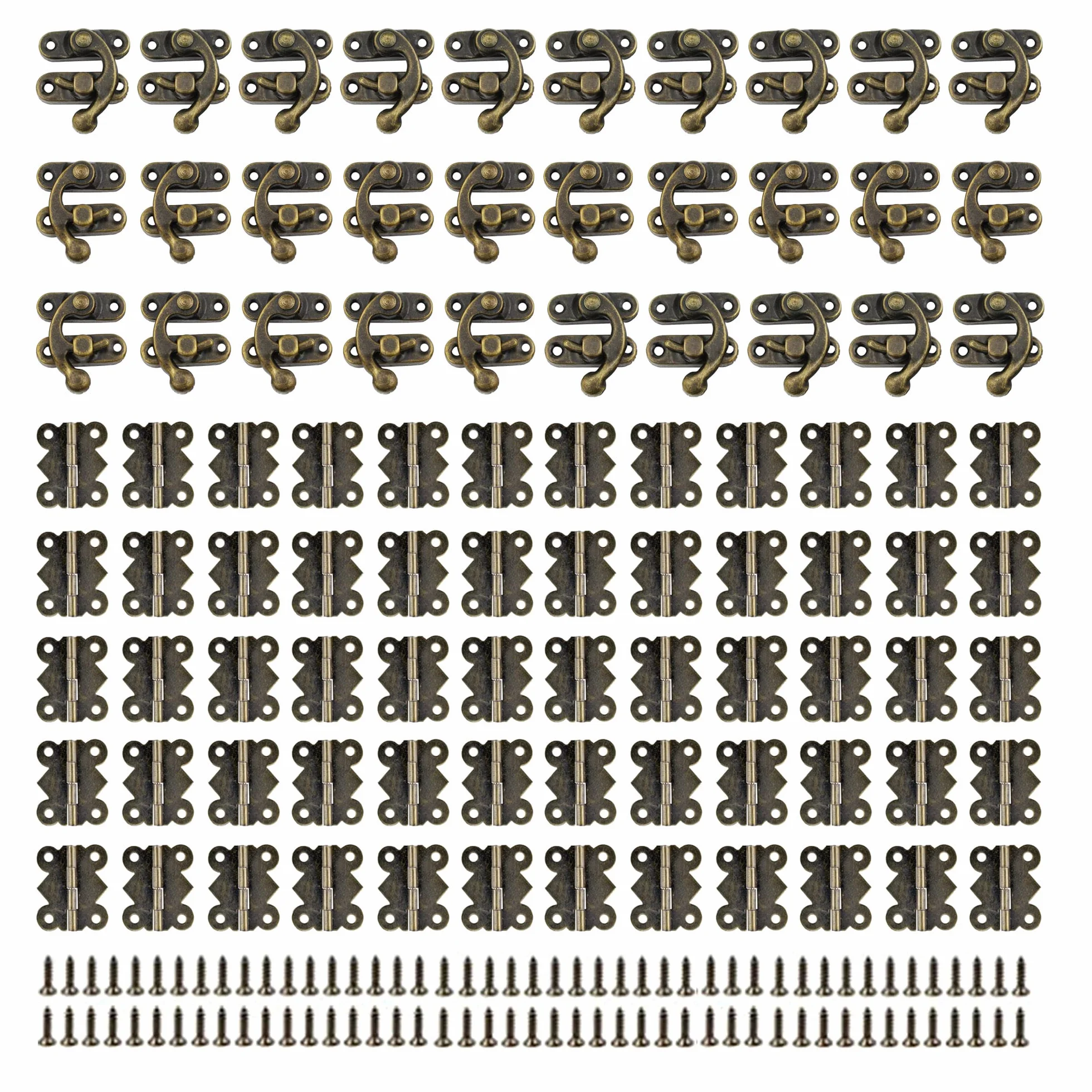 Gancio A Scatto Hasp Antico Legno, Serratura Vintage Sinistra/Destra, Cerniere A Farfalla Antiche 90 Pcs Per Scatole Di Legno