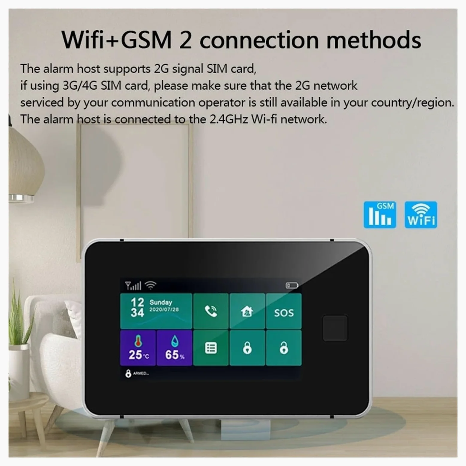 Pannello di Allarme di Controllo remoto Lingua commutabile Sicurezza Domestica Wireless di Allarme gsm Scheda RFID Disinserimento Braccio(W8B14)