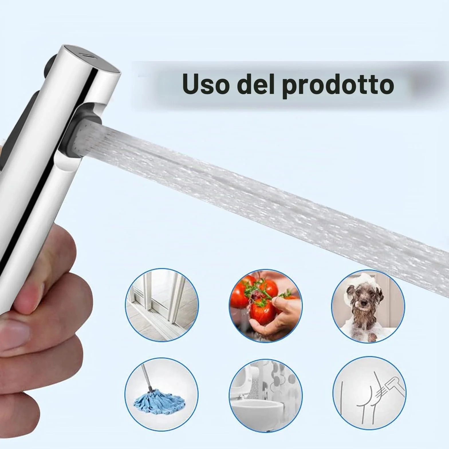Kit Doccetta per Bidet Portatile ABS Spruzzatore WC Doppia Modalità Doccia Deviatore 2 Vie Tubo Flessibile 150 cm Supporto