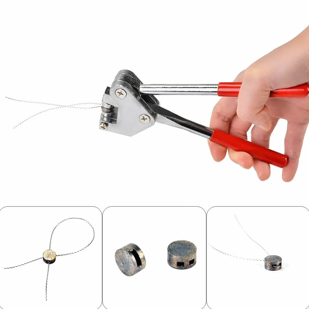 Sigillo Pinza 16,5 cm per sigilli di piombo Ø 8 mm + Ø 10 mm con 500 sigilli e 100 m filo