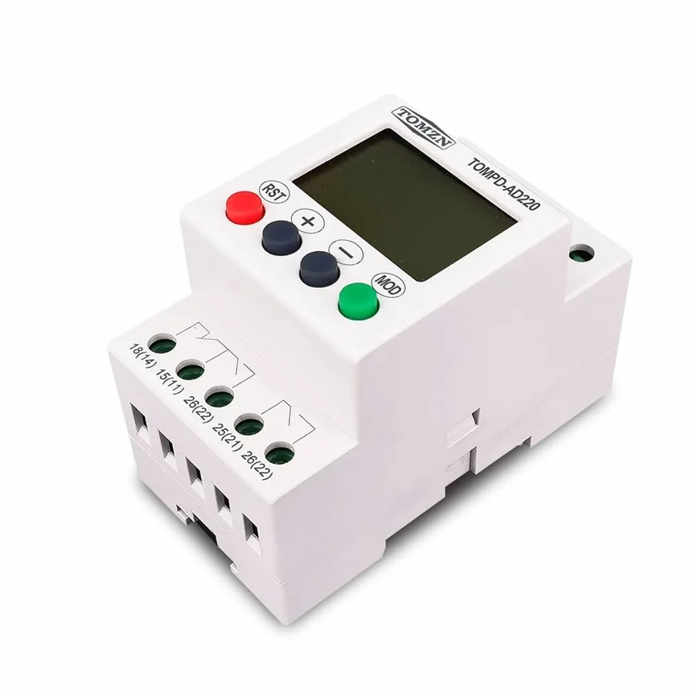 Interruttore Magnetotermico AC DC. Regolazione regolabile sopra e sotto Protezione di tensione SINGLE PASSAGGIO Tensione DIN monitoraggio del relè