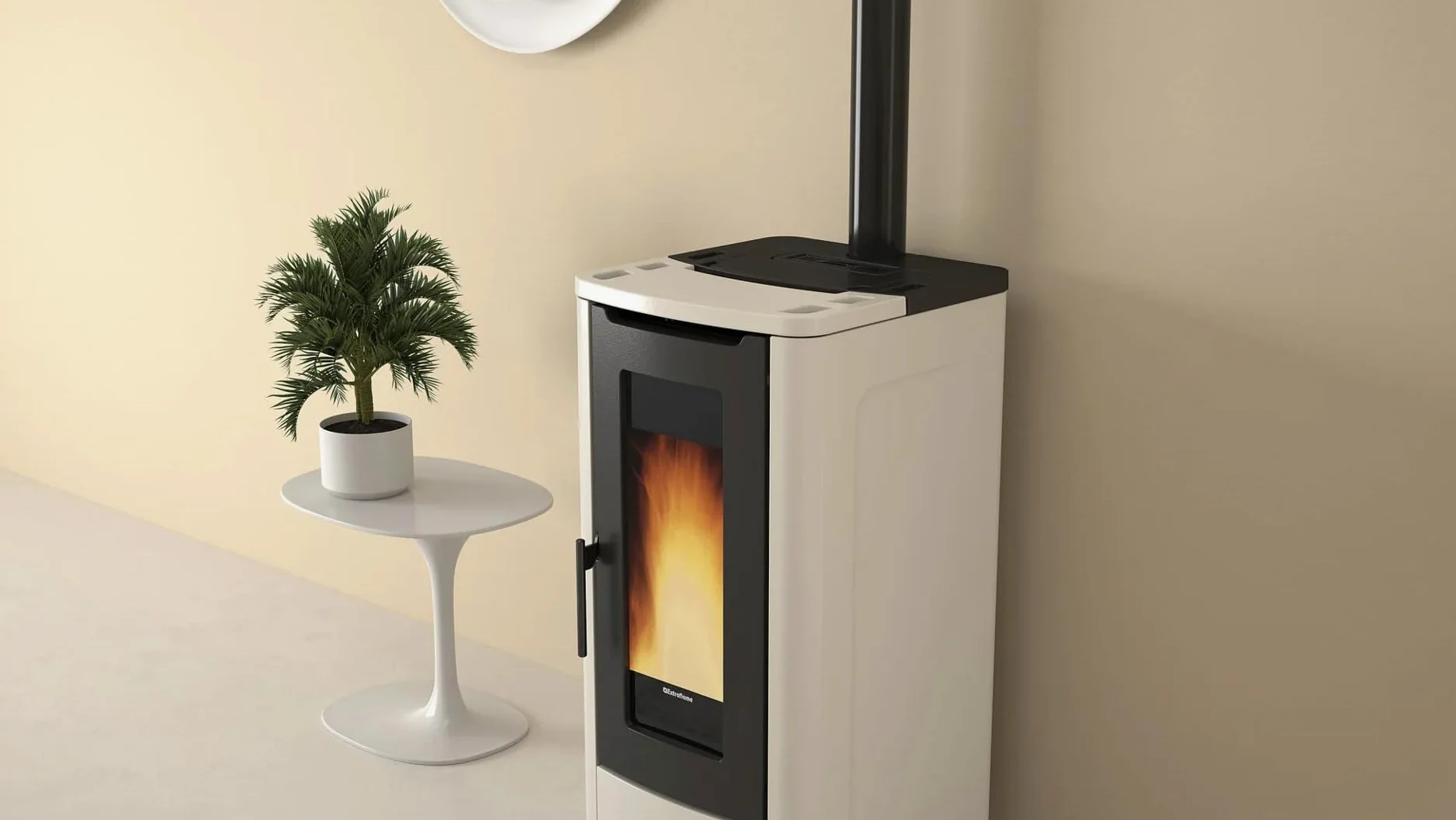 Stufa a Pellet La Nordica Extraflame Teorema AD Avorio 12 kW – Ventilata, Certificazione 5 Stelle Aria Pulita, Classe energetica A+