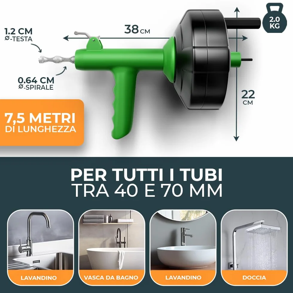 Meisterfaktur Sonda Sturatubi 7,5 m - Funzione Automatica - Idraulica Stura Lavandini