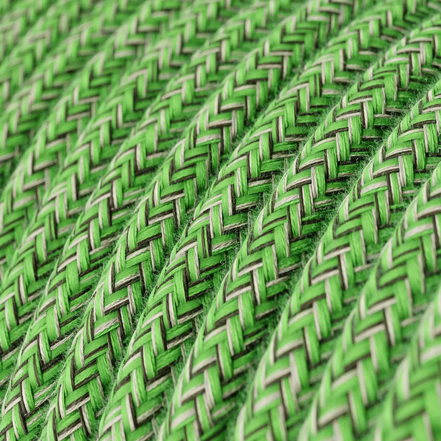 Creative-Cables L'originale cavo elettrico rivestito in tessuto 2 x 0,75 mm² (20 m, Pixel Verde Bronte RX08) – Rotondo, effetto seta – Sicurezza certificata, made in Italy