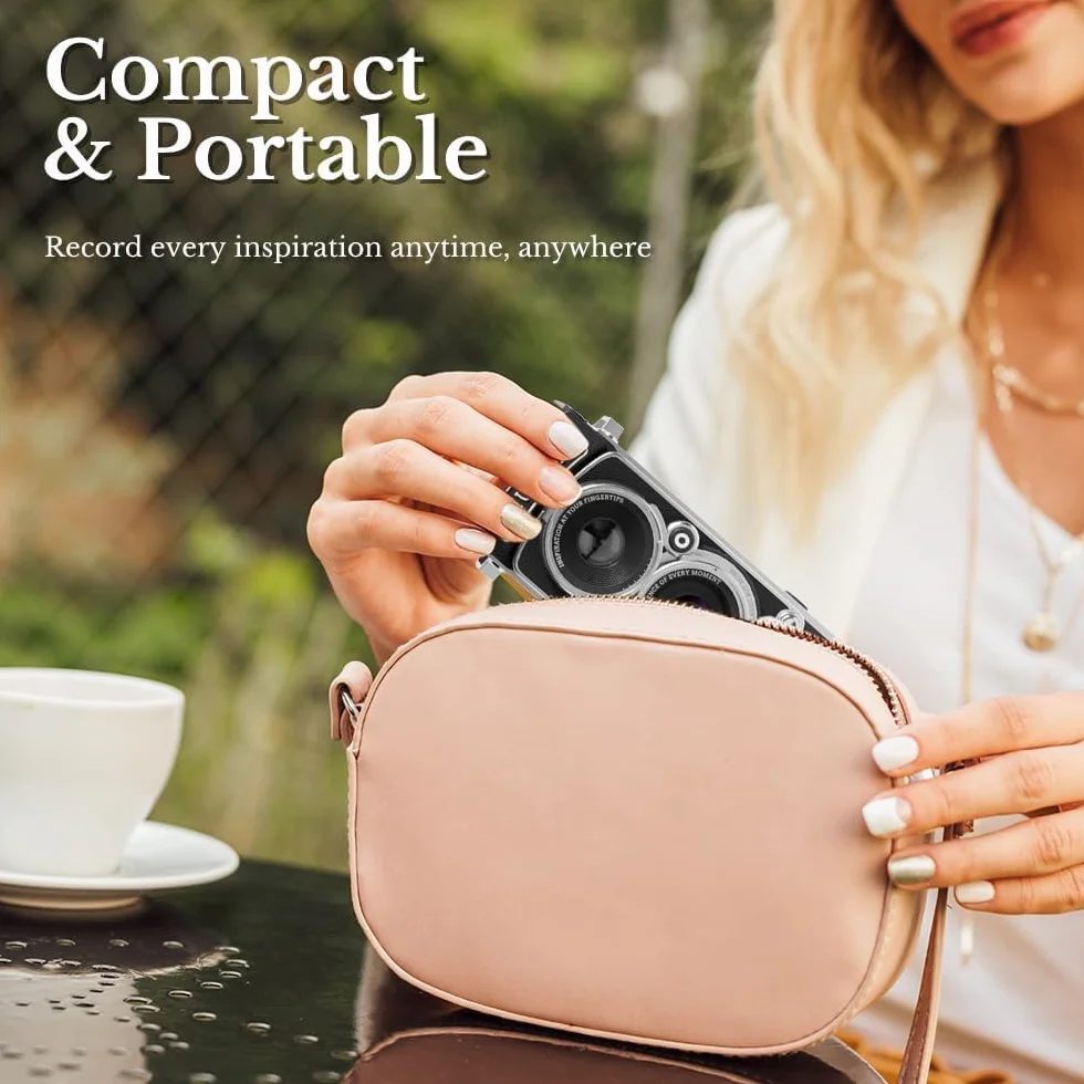 CHUZHAO - Mini fotocamera digitale TLR stile retrò con scheda da 16 GB, autofocus 12 MP 1080p FHD per vlogging, per principianti, adolescenti e adulti, videocamera tascabile portatile vintage