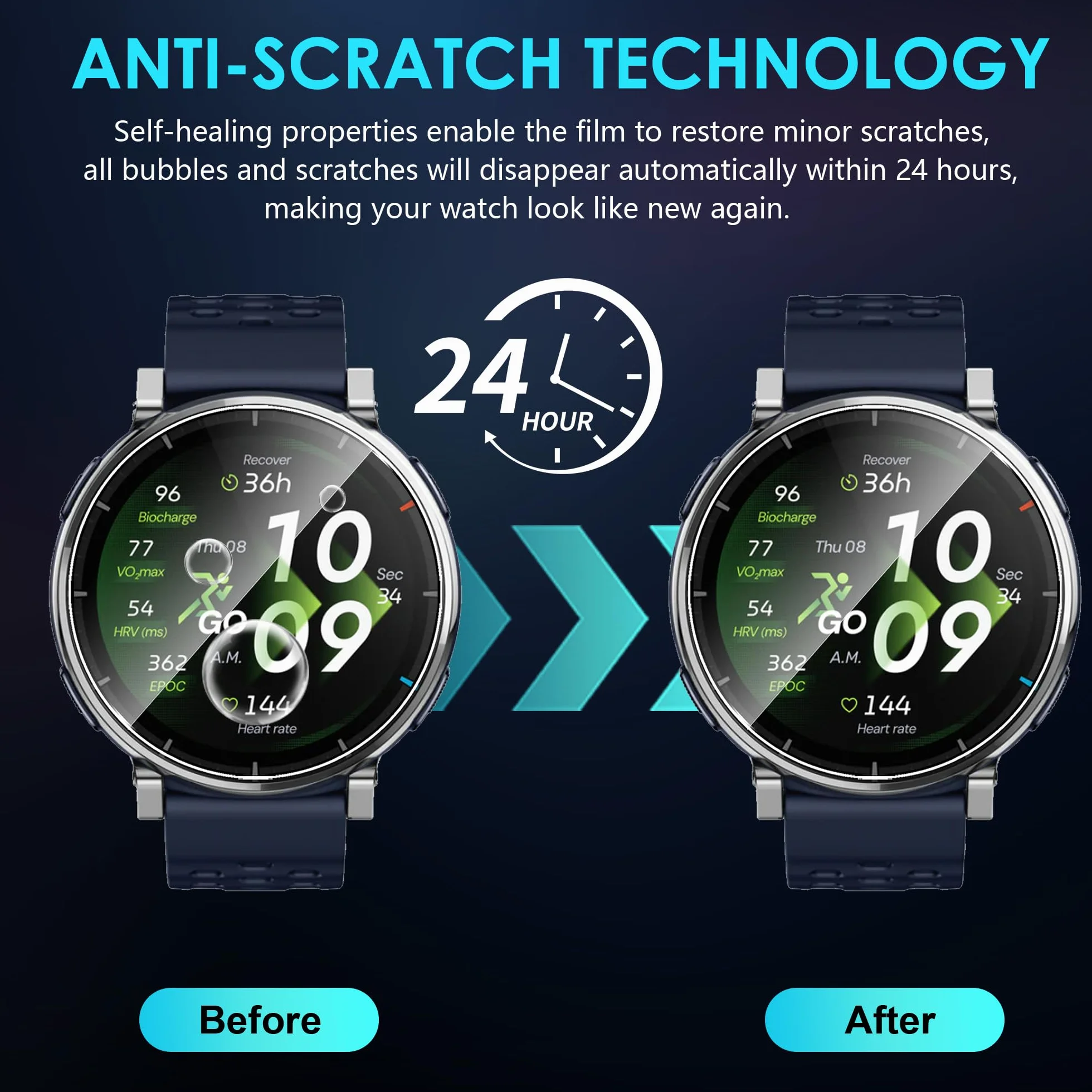 Lemxiee 3 Pezzi Pellicola Vetro Temperato per Amazfit Active 3 & 3 Premium