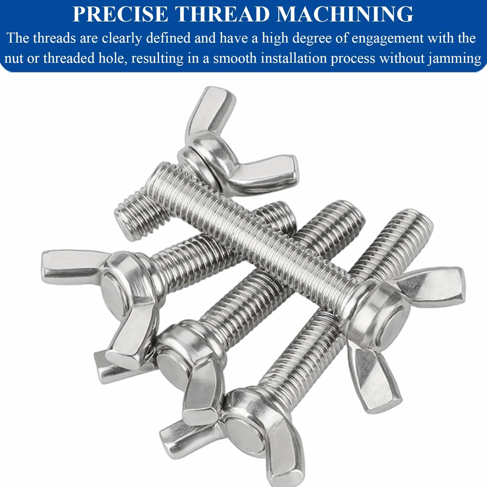 Vite ad alette M8x30mm-M8x50mm 10 pezzi, chiusura a macchina in acciaio inossidabile per uso industriale
