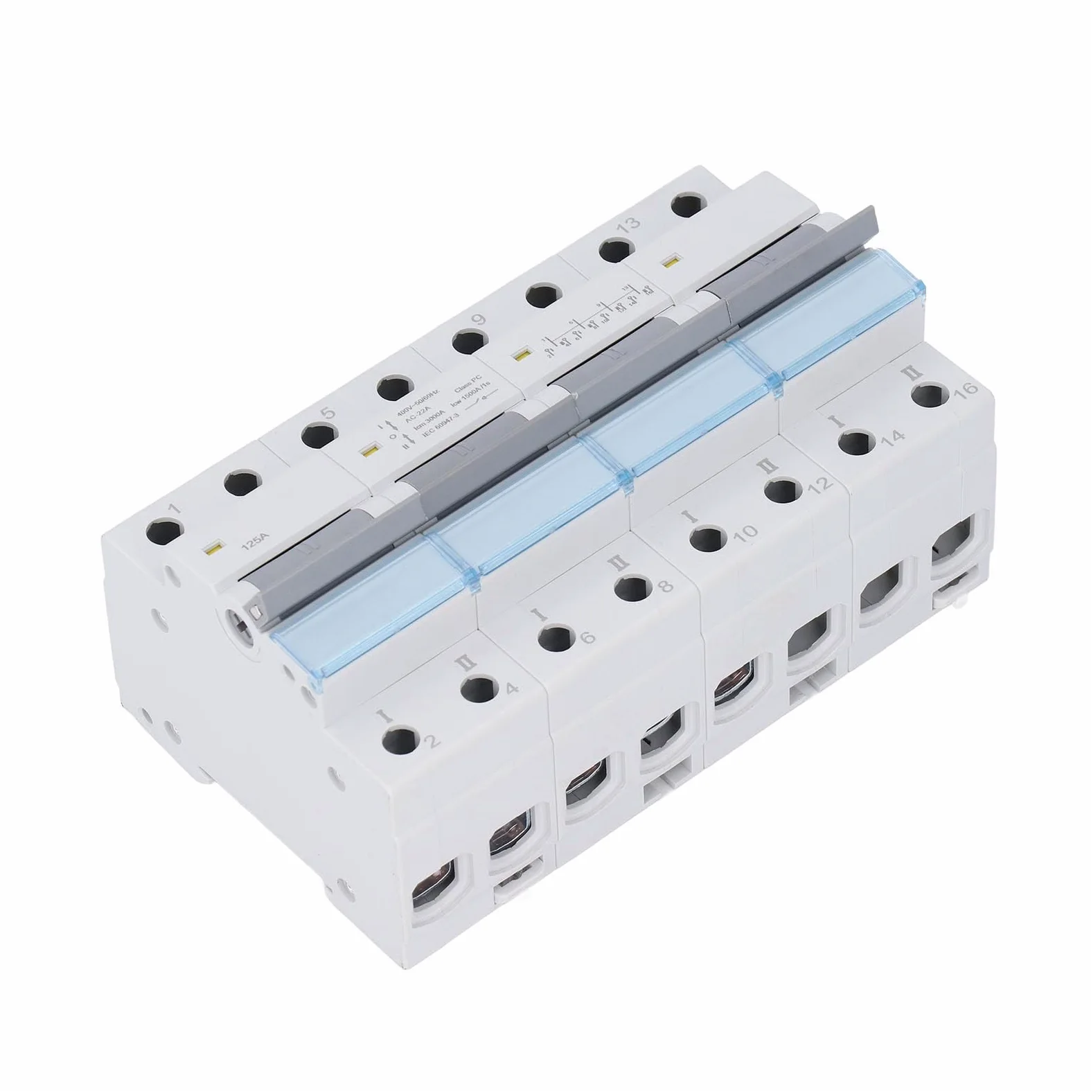 Sezionatore di Alimentazione 4P, Interruttore Automatico 4 Poli 6 Rivetti Rassodante DC AC 12-1000V Isolamento 400V 125A per Sistema di Alimentazione Fotovoltaico