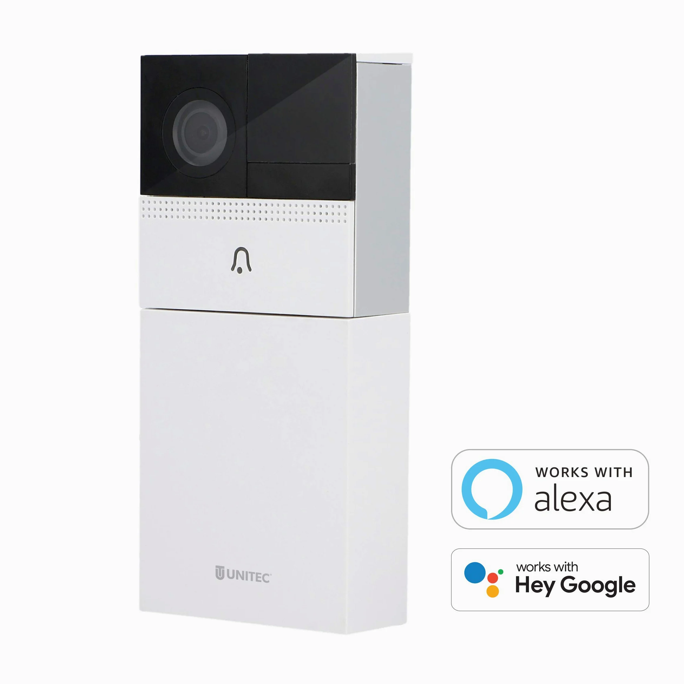 UNITEC Videocitofono WiFi, con app per smartphone, batteria o cablaggio fisso, con telecamera WLAN Full HD, audio a 2 vie, incluso gong radio