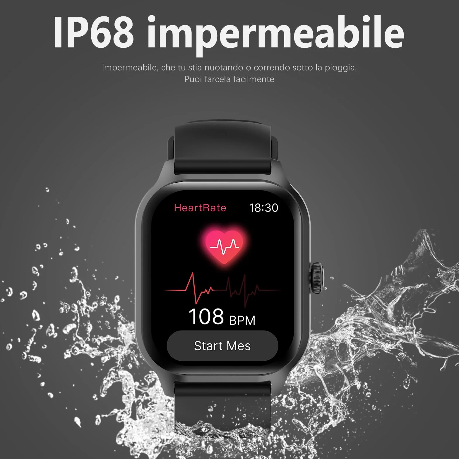Smartwatch Uomo Donna con Chiamare/Rispondere, 2.01" Molteplici modalità Sportive Orologio Smartwatch con Contapassi/Sonno/Cardiofrequenzimetro, IP68 Orologio Intelligente per Andorid iOS