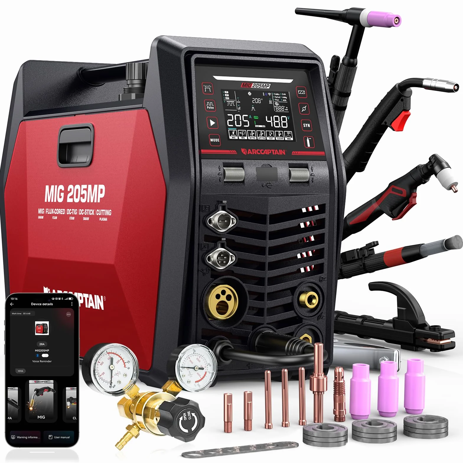 ARCCAPTAIN MIG205MP Saldatrice 9-in-1 iControl App 230V Multi-processo