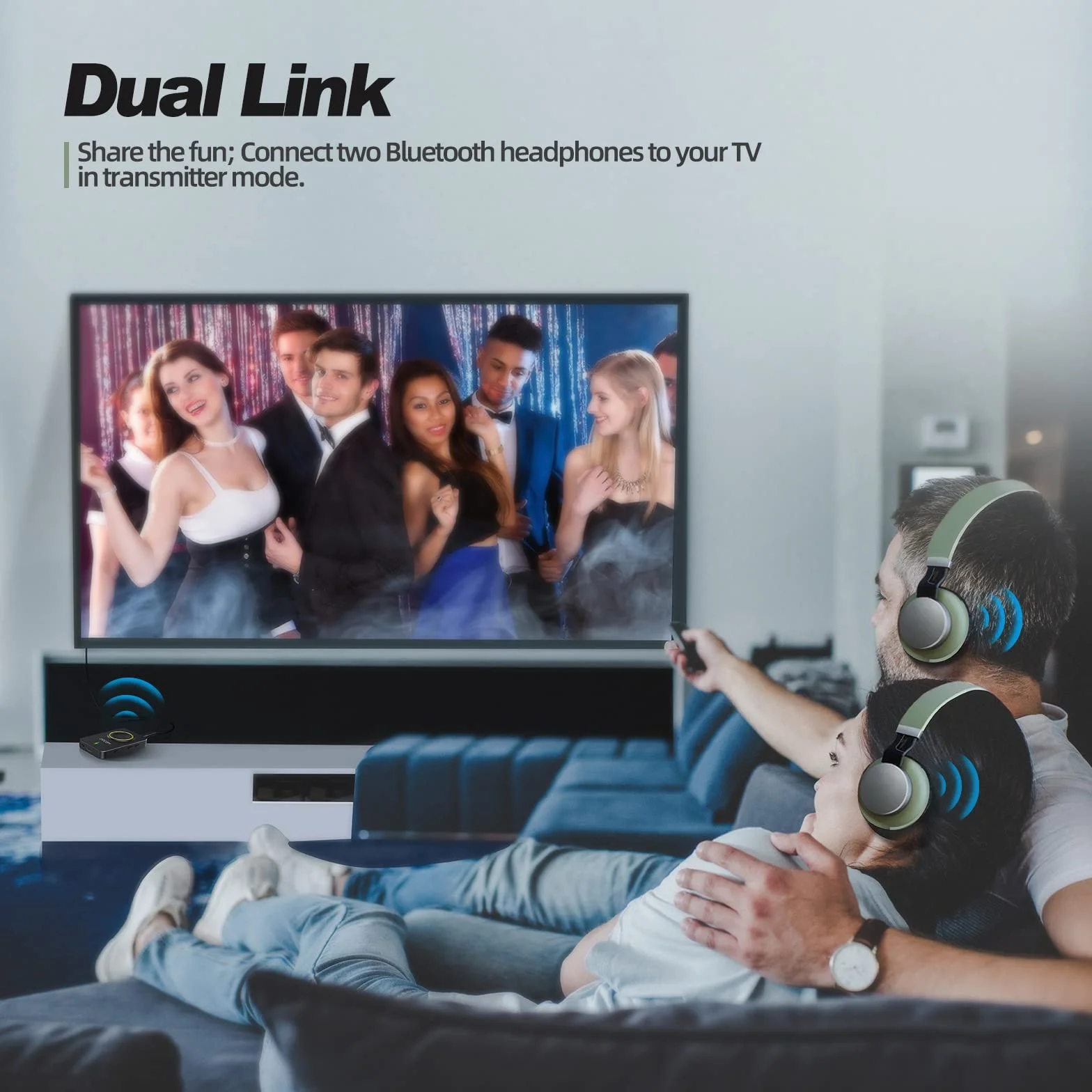 ZIOCOM trasmettitore Bluetooth per PC TV e altoparlante auto, 2-in-1 Wireless 3.5mm Bluetooth Aux Adapter con microfono incorporato e batteria, Duale Link, aptX bassa latenza
