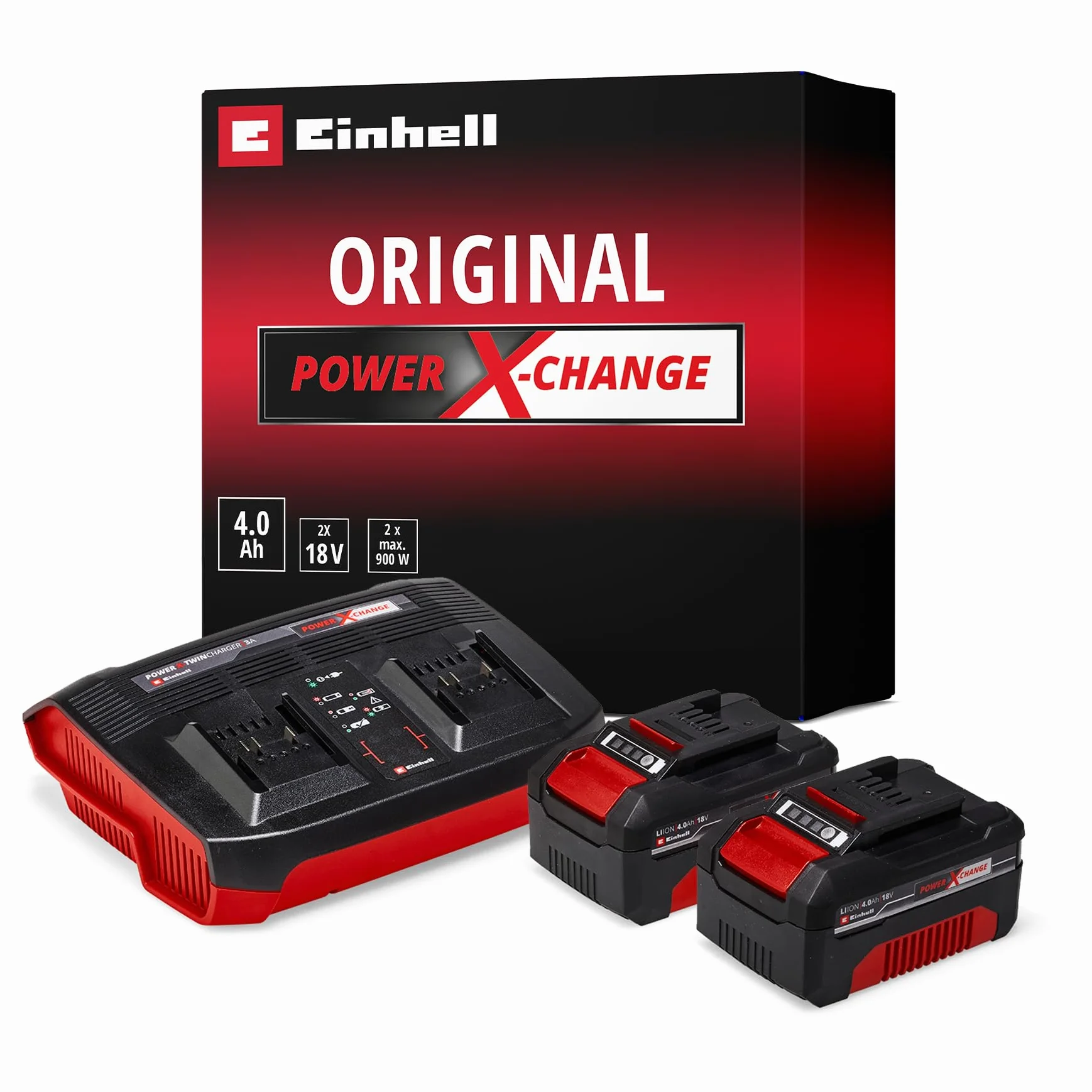 Einhell Power X-Change Starter Kit 2 Batterie 4,0 Ah Twincharger 18 V Li-Ion