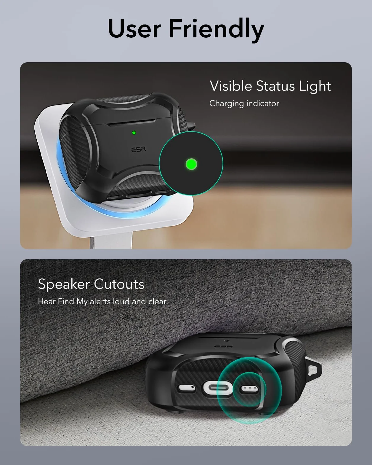 ESR Custodia per AirPods Pro 3 (2025), Compatibile con Airpods Pro 3 (cavo USB-C), Coperchio magnetico, Compatibile con MagSafe, Resistente protezione antiurto, Serie Cyber, Nero