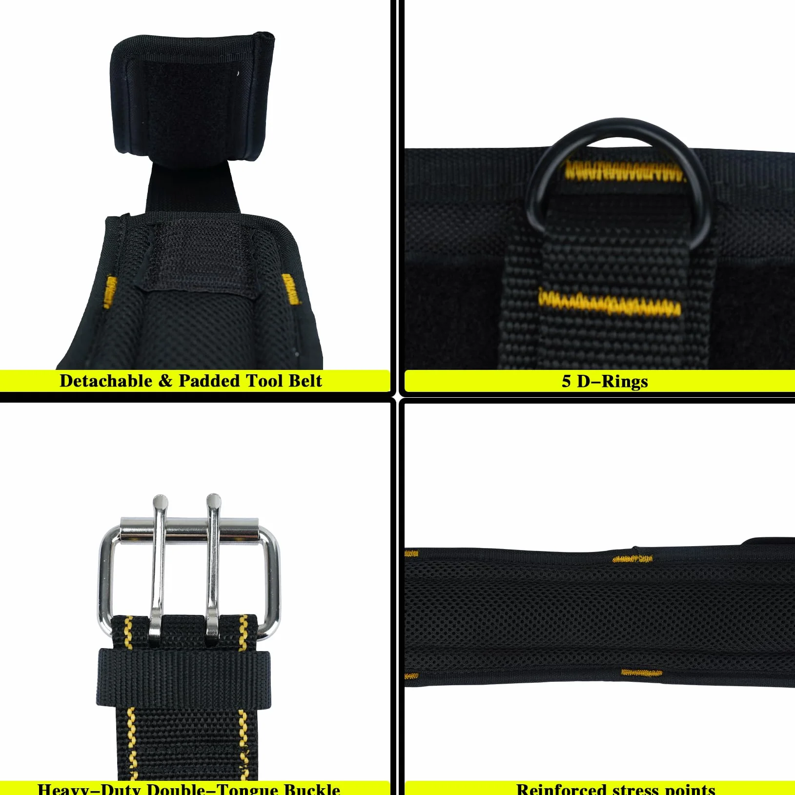 Cintura portautensili pesante con bretelle, clip rapida, nero per CLC Husky Dewalt