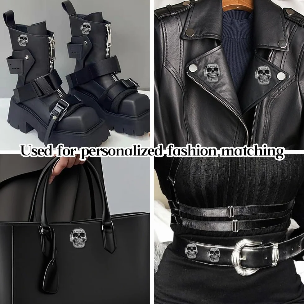 Borchie Teschio con Vite di Fissaggio 12 Pezzi Cranio Tappo Vite Borchie Punk per Borsa Vestiti Scarpe