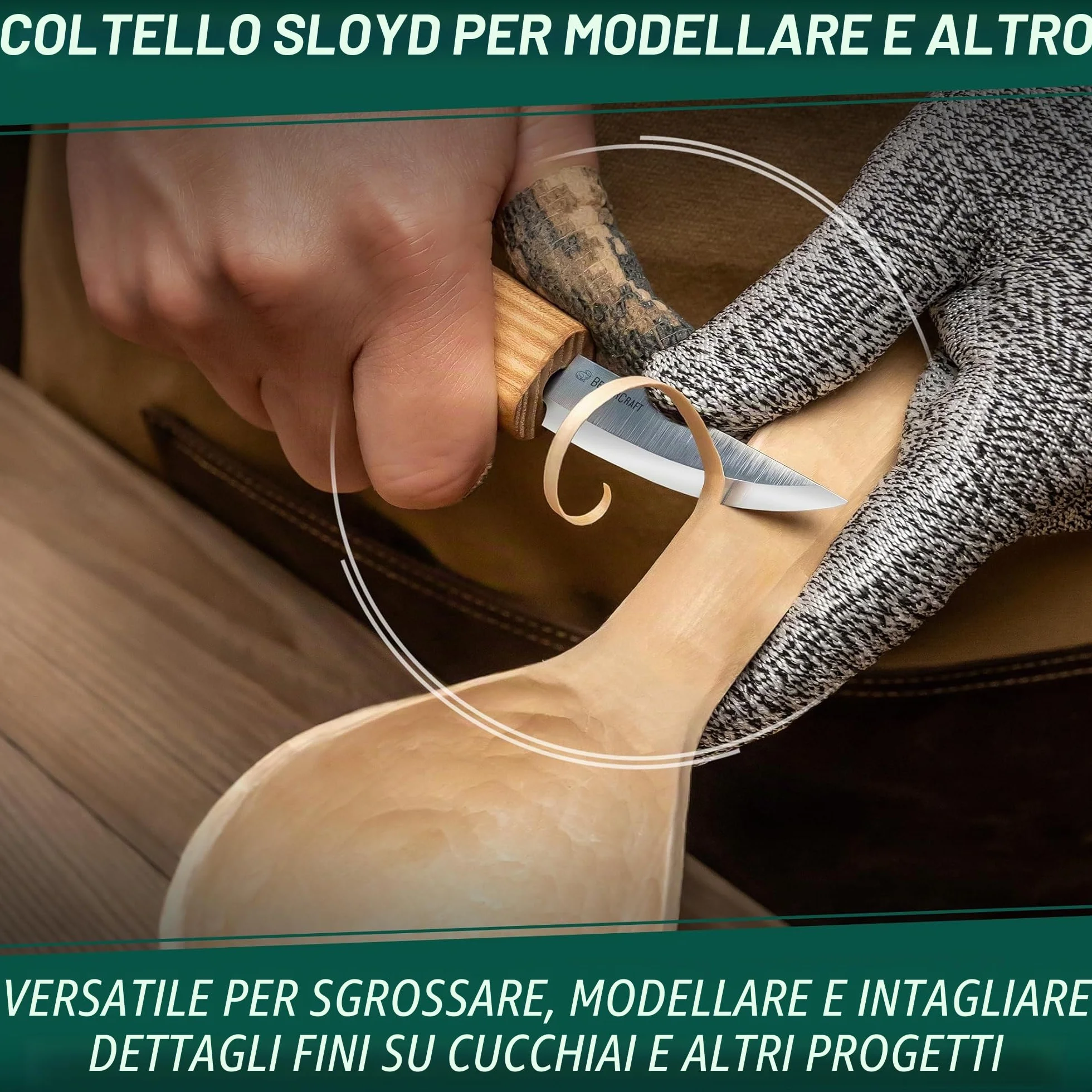 BeaverCraft S01 Set coltelli intaglio legno per cucchiai Kit fabbricazione cucchiai