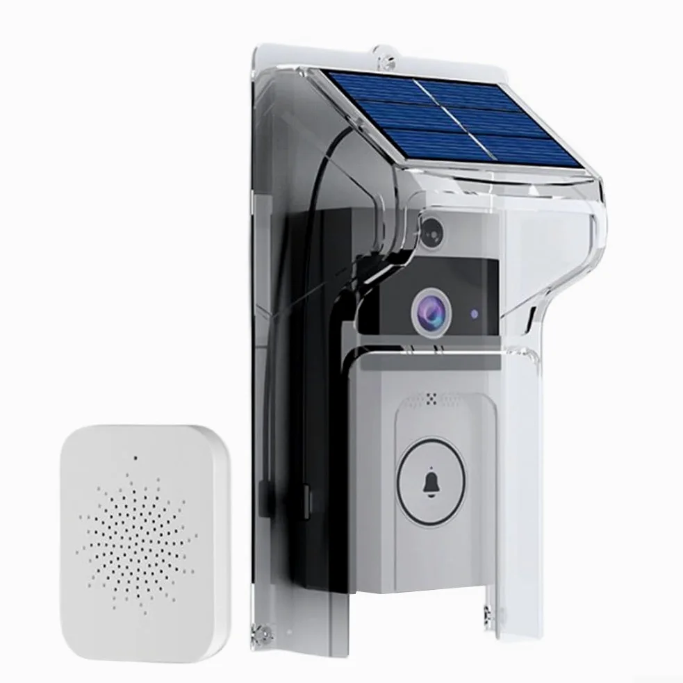 HpLive Campanello wireless wireless con pannello solare, parapioggia impermeabile, visione notturna e citofono bidirezionale per ingresso di casa (A)