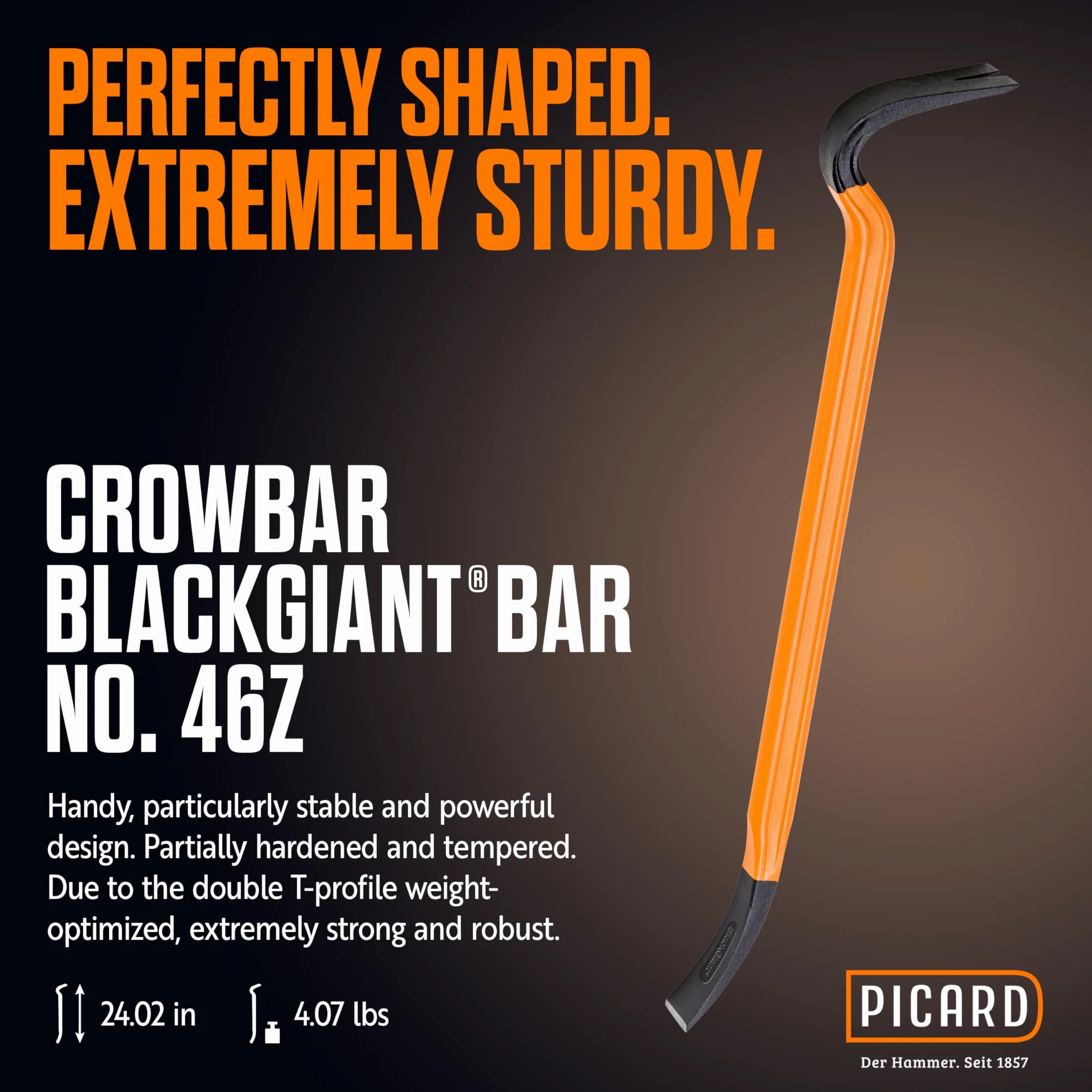 PICARD Leva chiodi BlackGiant® Bar No. 46Z 61 cm Palanchino professionale in acciaio forgiato