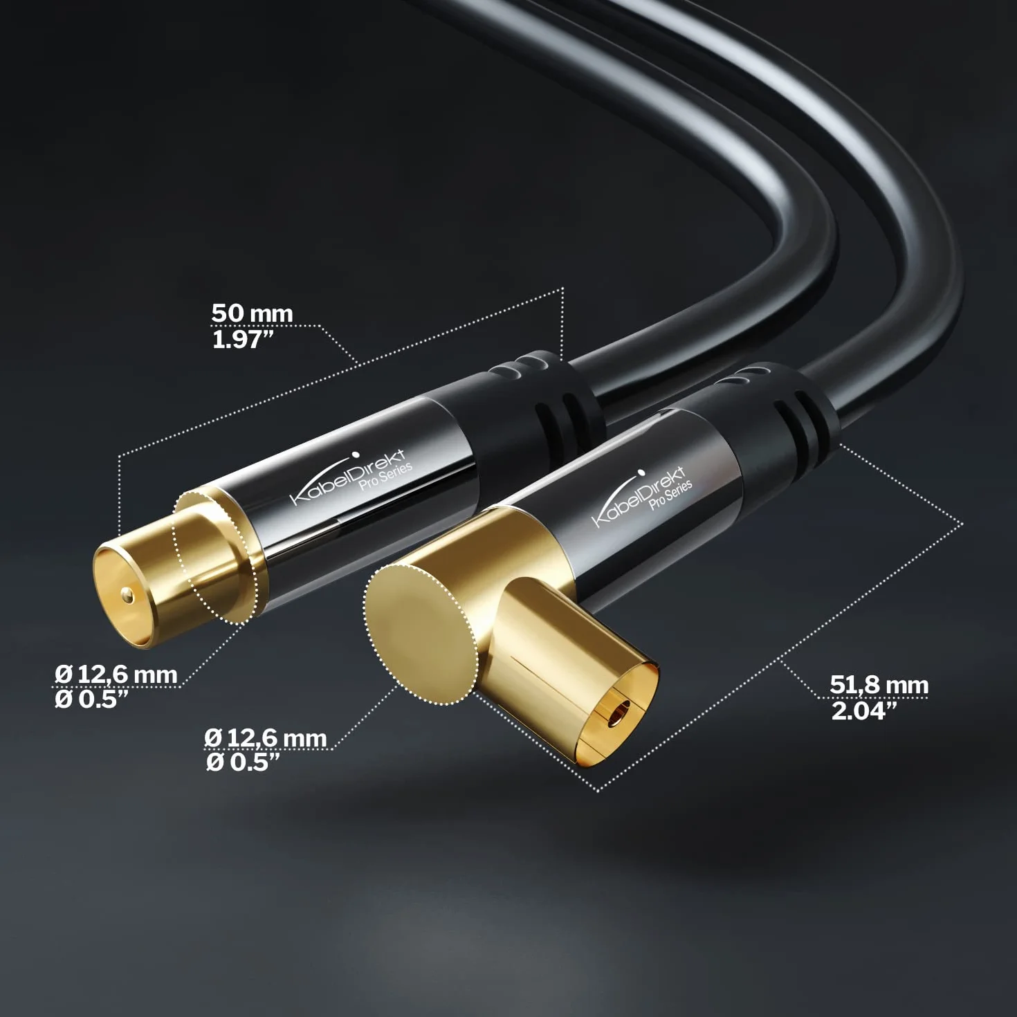 KabelDirekt – Cavo Antenna TV 4K, Coassiale – 90° angolato/dritto – 2 m – Cavo TV digitale/analogico – Disponibile in 0,5-20 m (Presa angolata/Spina dritta, per DVB-C/DVB-T/DVB-S, nero)