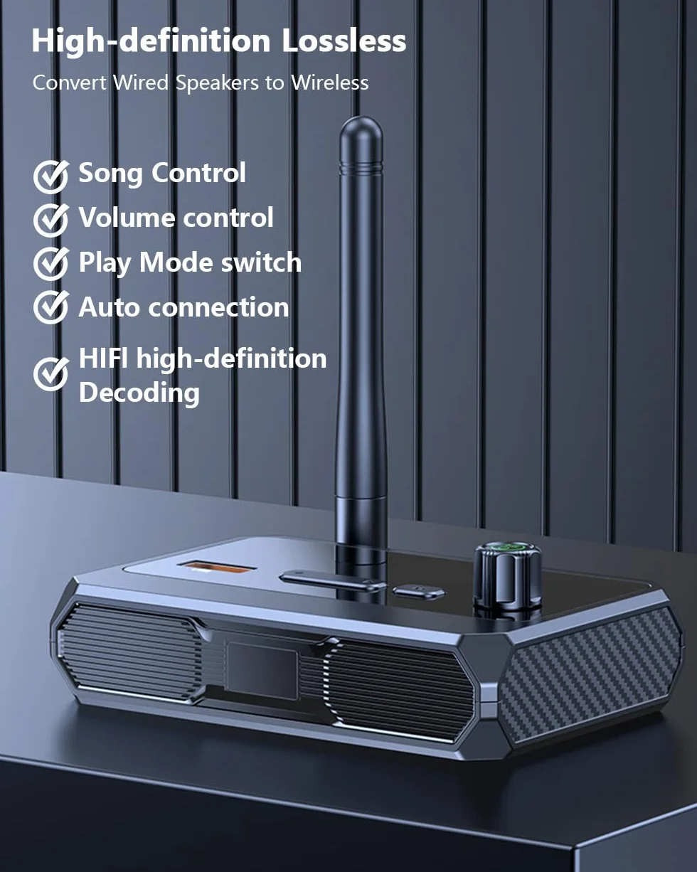 Bluetooth 5.3 Receiver for Home Stereo, Optical Low Latency & HD Music Audio Bluetooth to RCA Adapter Speakers/Wired Speakers/Home Audio Music Streaming Stereo System, Support AUX/USB
