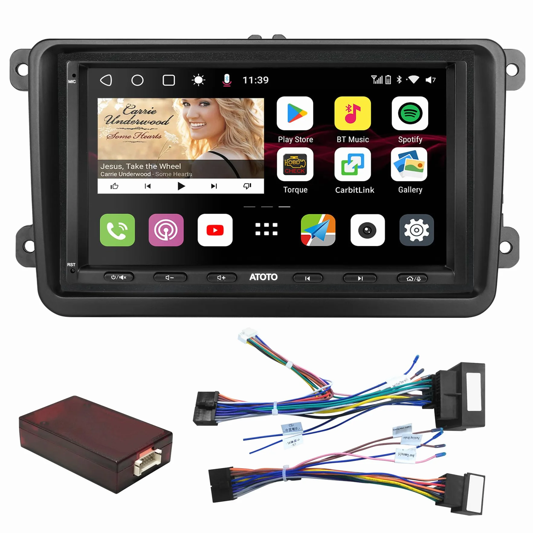 ATOTO S8VW07A4MS 7Pollici Android Autoradio 2 DIN Compatibile con VW Volkswagen/Golf/Polo/Tiguan, Carplay senza fili e Android Auto,Tracciamento GPS, 2 Bluetooth, 4G integrato,4G+32G, per Globale