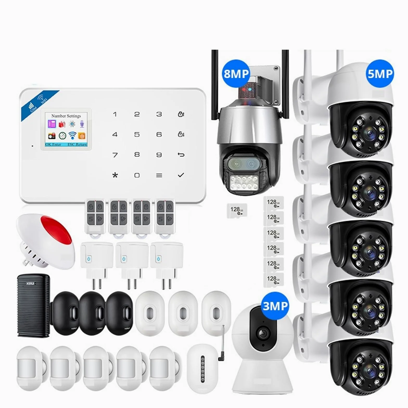 Sistemi Sicurezza Casa Di Allarme W181 Unità Centrale WIFI GSM Sensore Porta Wireless Intelligente Supporto Antifurto Controllo APP(KIT 2)
