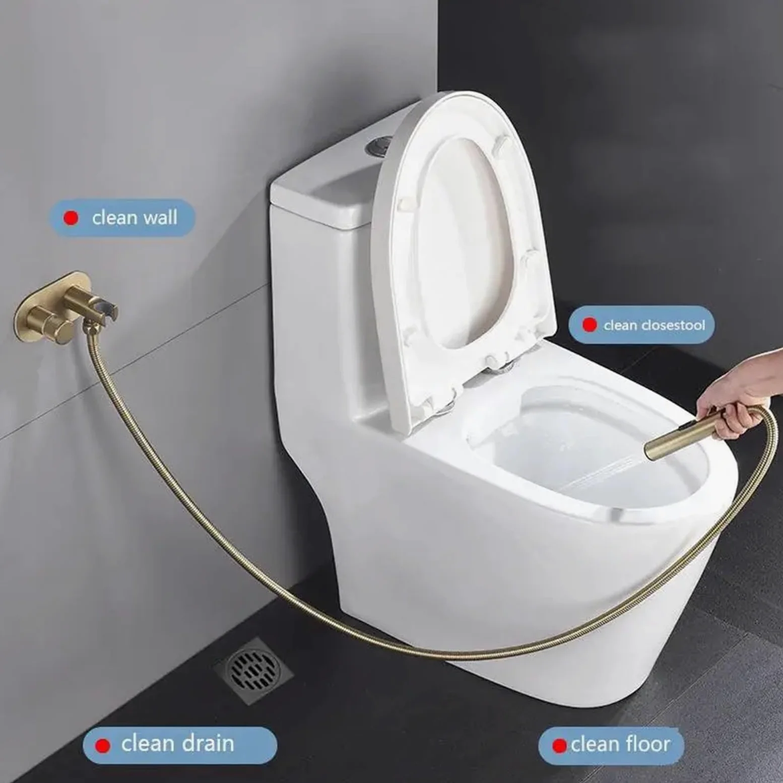Bidet Portatile Supporto a parete for rubinetto bidet in ottone oro rosa spazzolato