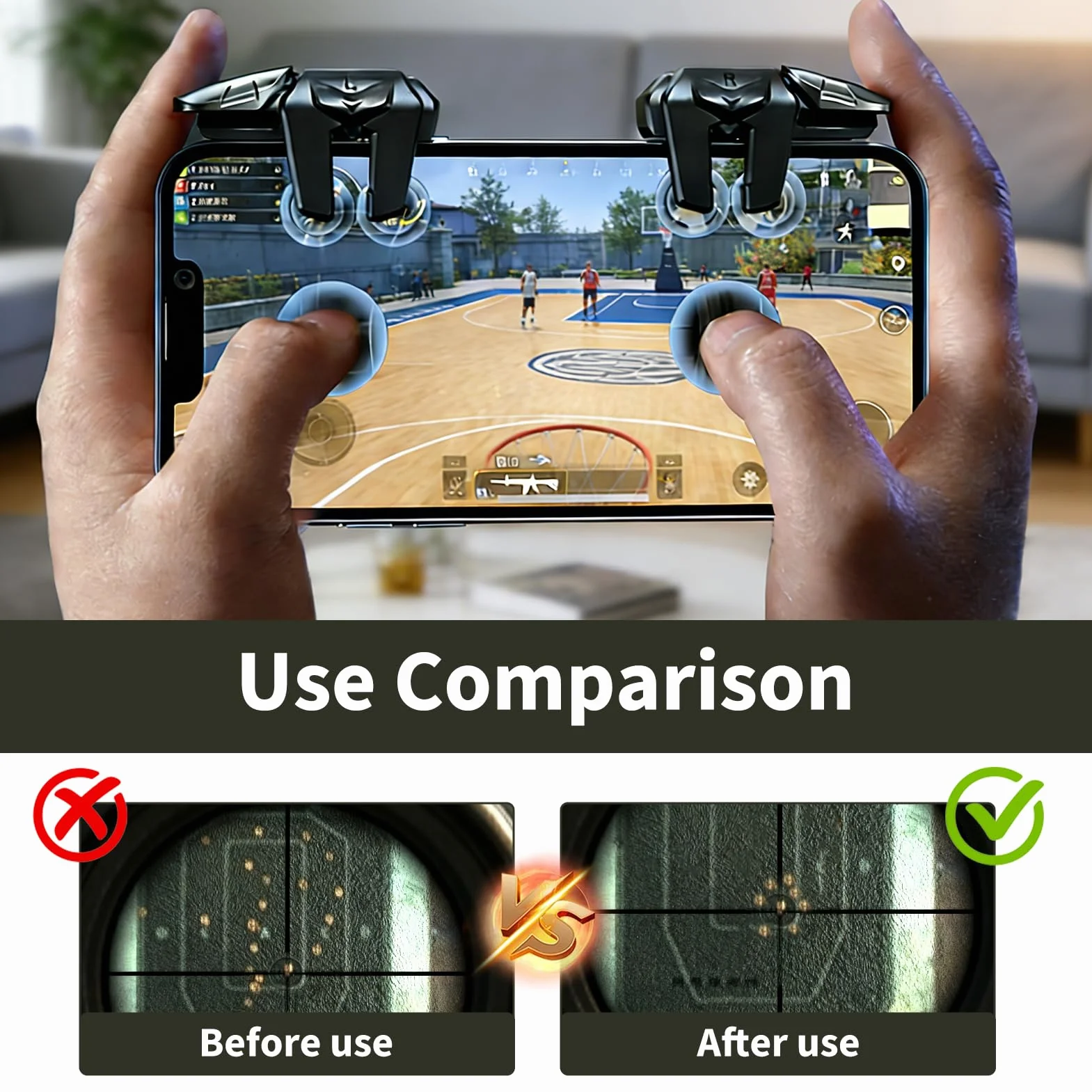 Mobile Trigger Controller 4 Trigger L1R1 L2R2, Trigger Telefono Cellulare Controller a 6 dita ad alta sensibilità senza Bluetooth, Trigger FPS per Smartphone Android e iOS, Gaming Clip