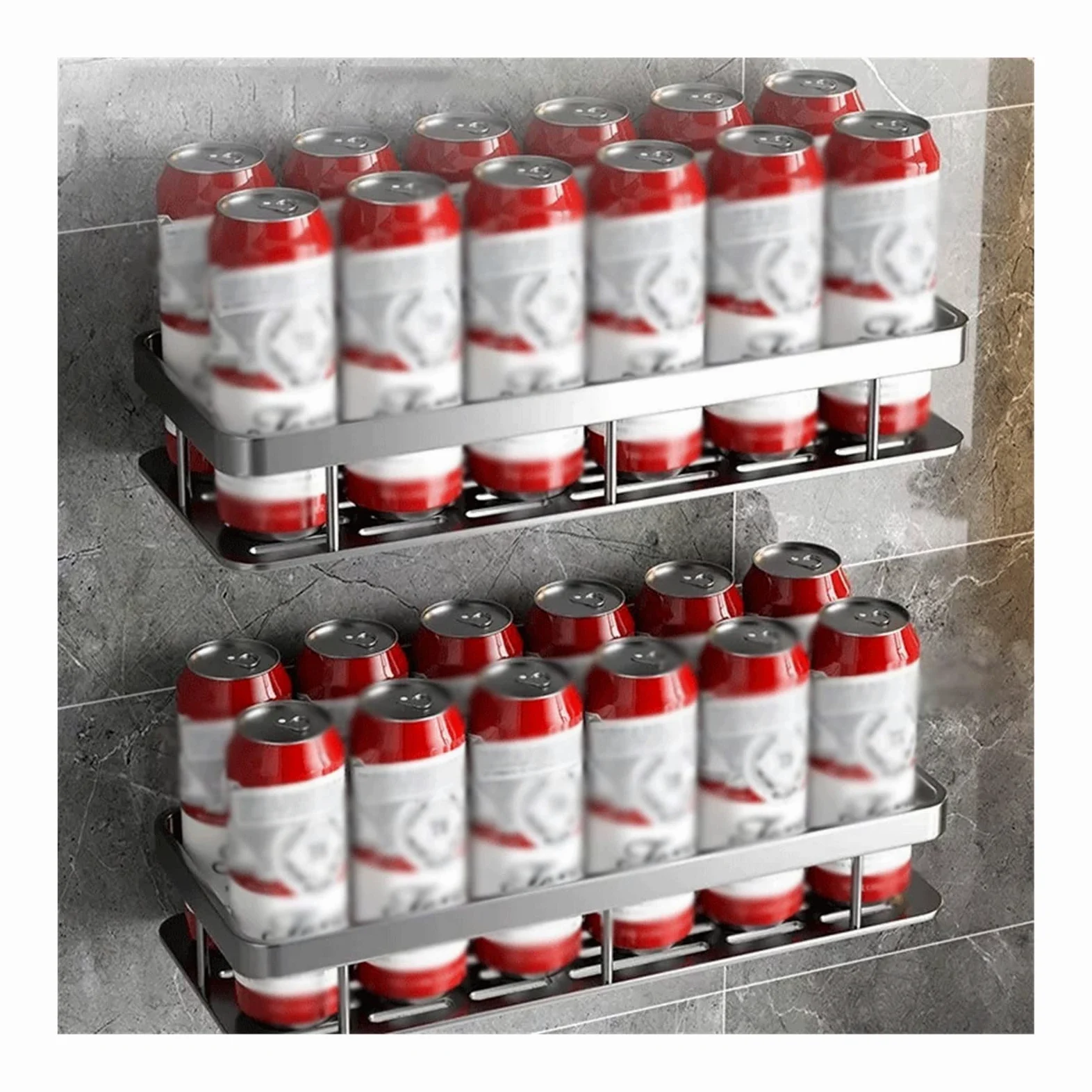 Ripiano per doccia Rack di stoccaggio Lavabo for WC semplice a doppio strato Organizer(Grijs)