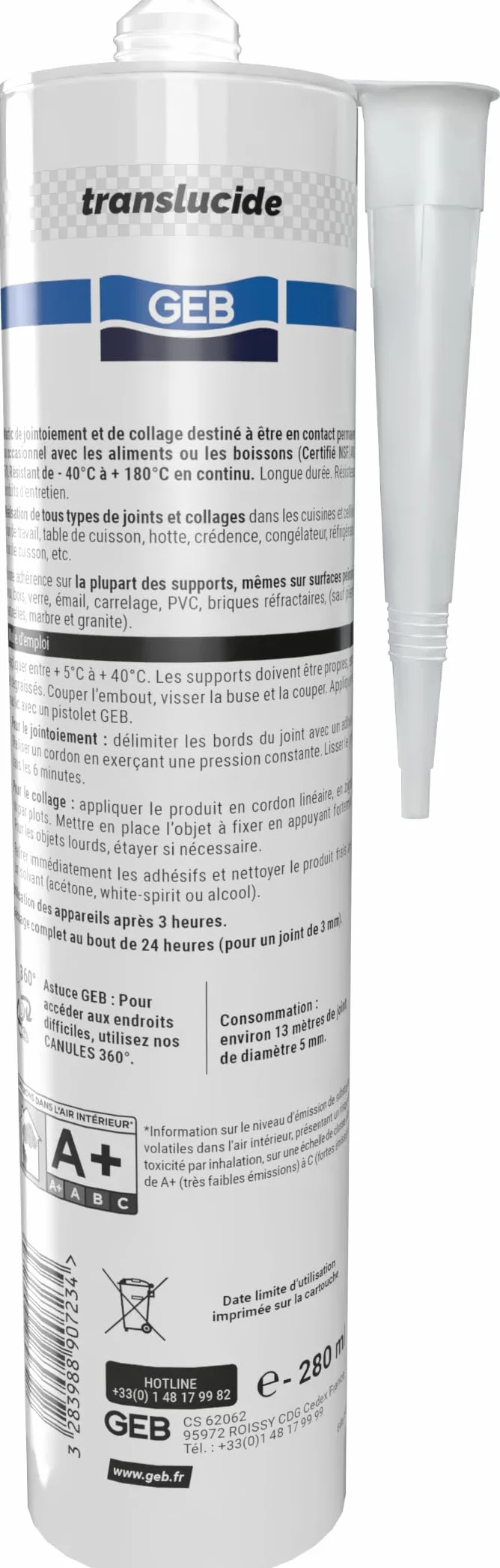 GEB Sigillante Silicone per Contatto Alimentare Traslucido 280 ml