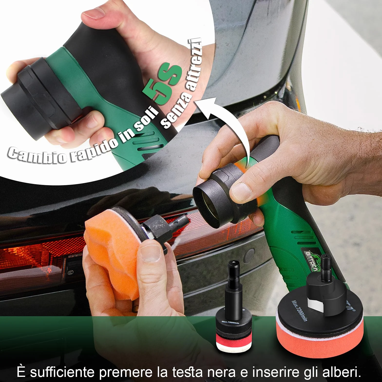 BATOCA S5 Mini Lucidatrice a Batteria 12V 2000-5500RPM Set per Dettagli Cura della Vernice DA&RO