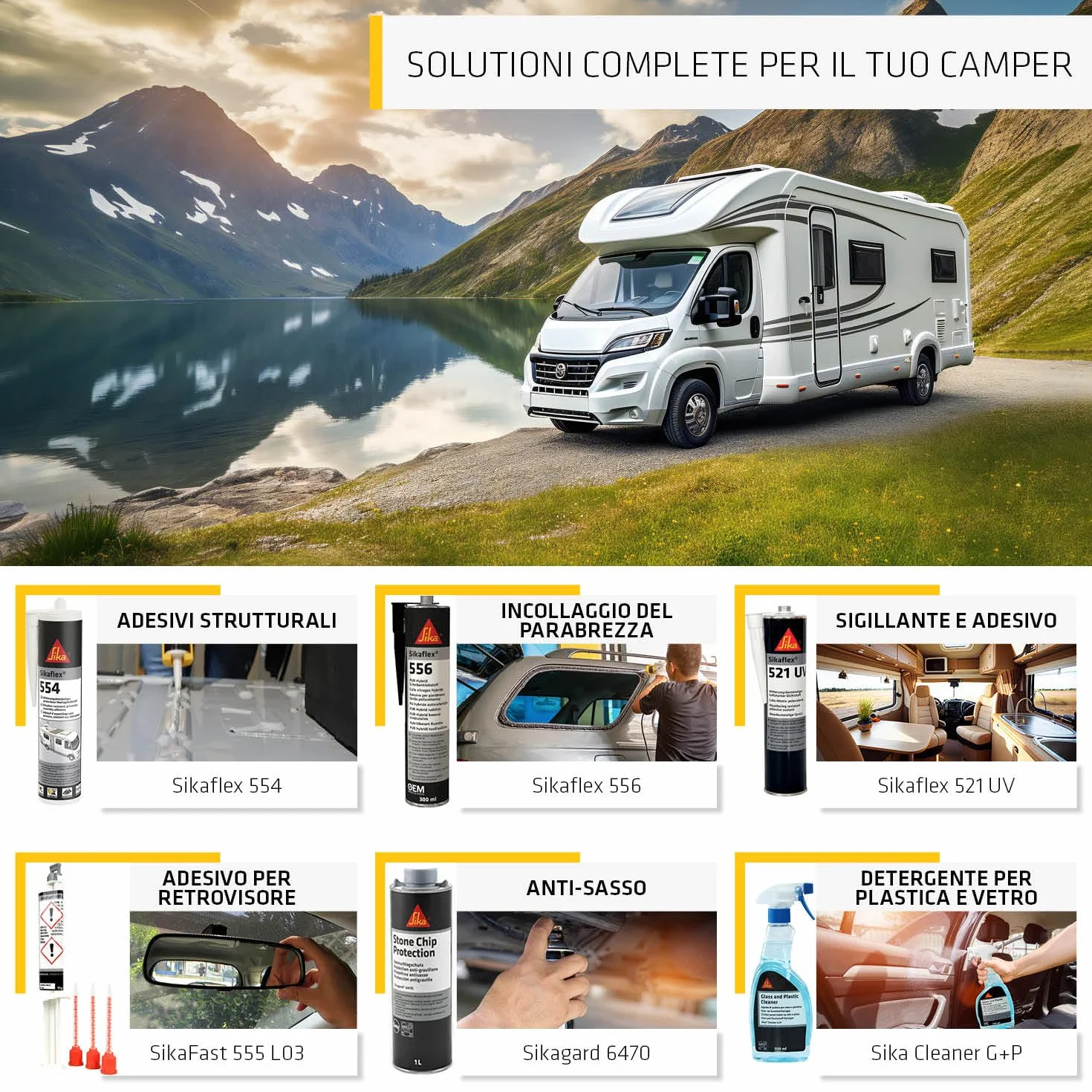 Sikaflex-554 Adesivo per assemblaggio camper Bianco 300ml Incollaggio strutturale ad alta elasticità