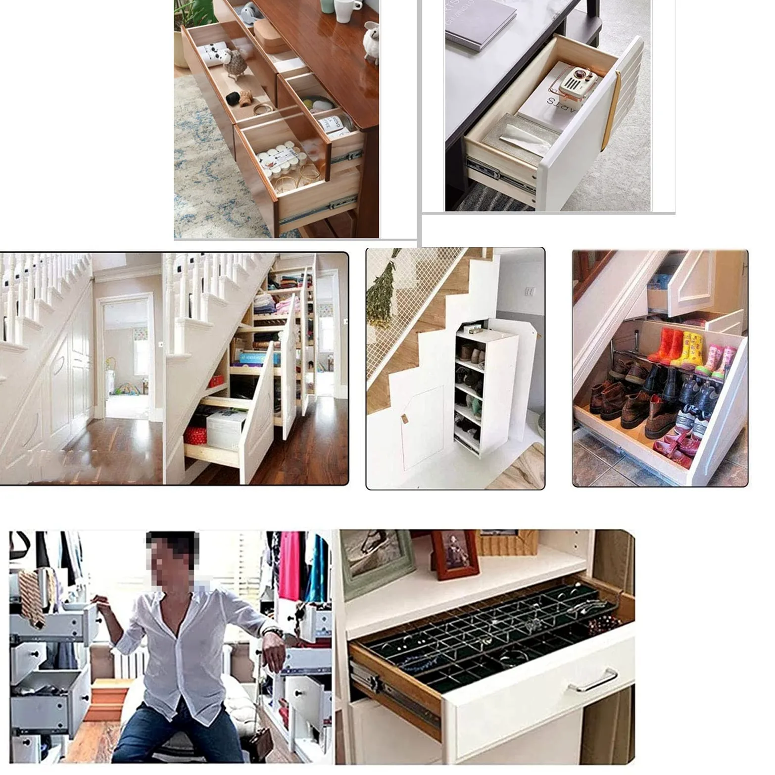 Paio di guide per cassetti ad estrazione totale, guide per cassetti per armadio da cucina, con chiusura ammortizzata, guide per cassetti con sfera, spingere e tirare senza intoppi, guide in meta