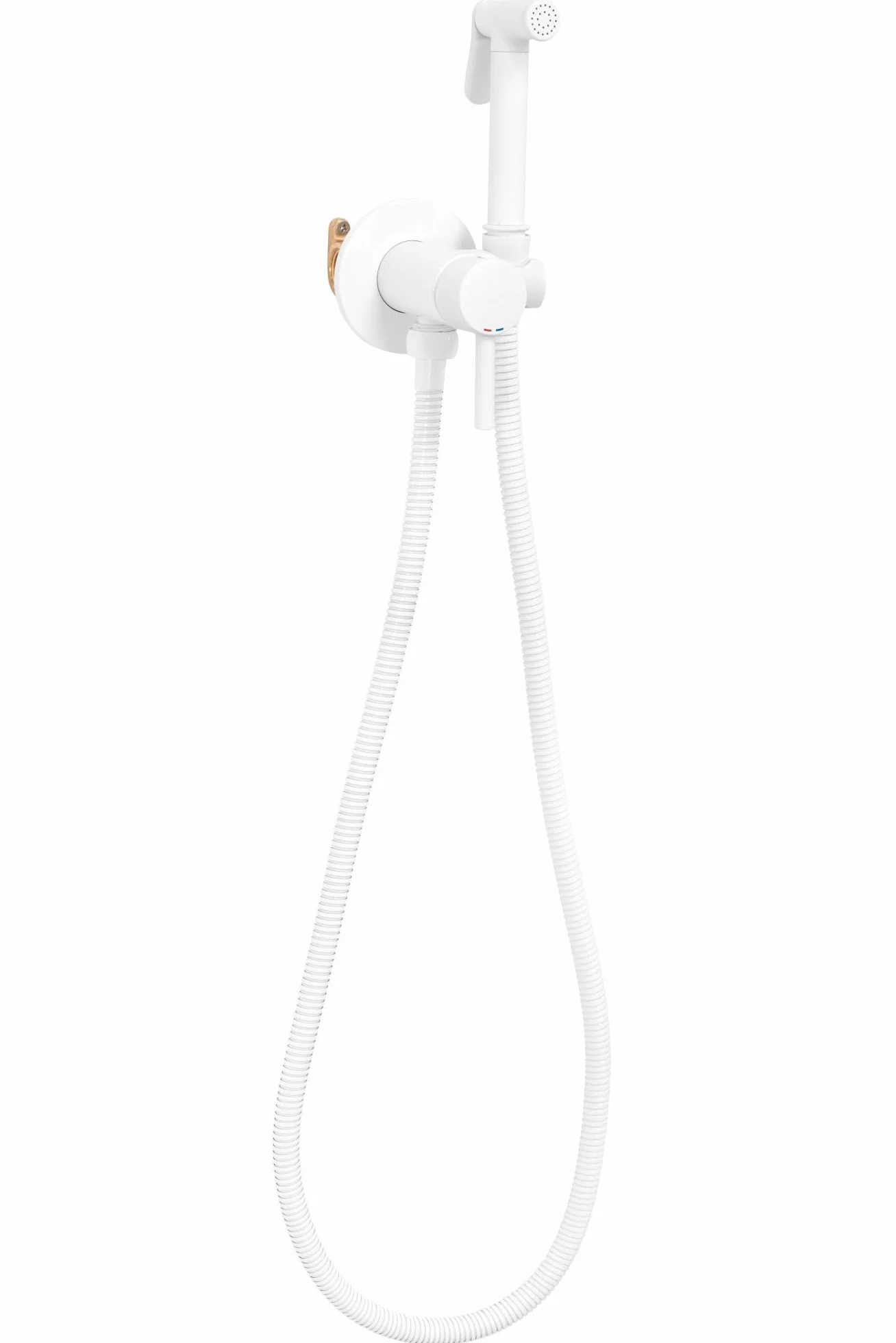 Rea - Lungo Loop Bianco Rubinetto Bidet Da Incasso Doccetta A Parete In Ottone Miscelatore Acqua Calda E Fredda Con Doccetta Per Wc Wc (Bianco) 9x7x19cm
