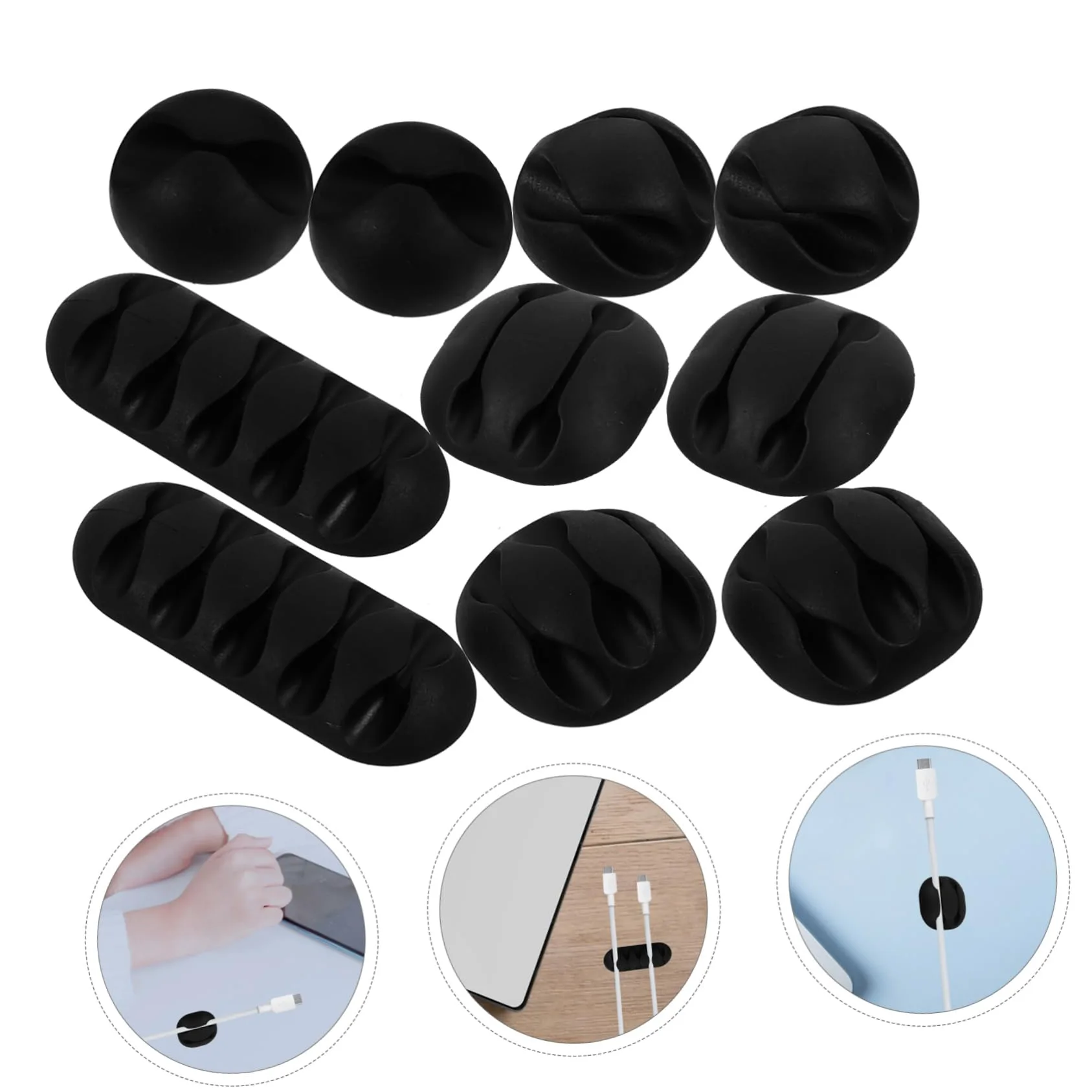 Hemobllo 30pezzi Organizer Di Cavi Plastica Per Gestione Elettrica Clip Per Cavi Adesive Per Ufficio e Casa Facile Da Usare Mantiene Desktop Ordinato e Pulito