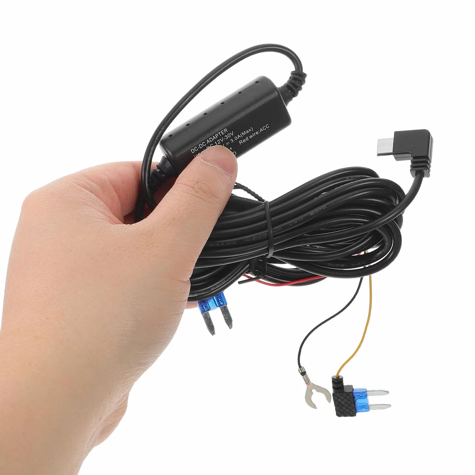 Kit Cablaggio per Dashcam Usb-c a 3 Core, Cavo di Alimentazione Acc per Auto Controllo Automatico, Compatibile Telecamera da Cruscotto, Alimentazione Stabile per Uso in Viaggio