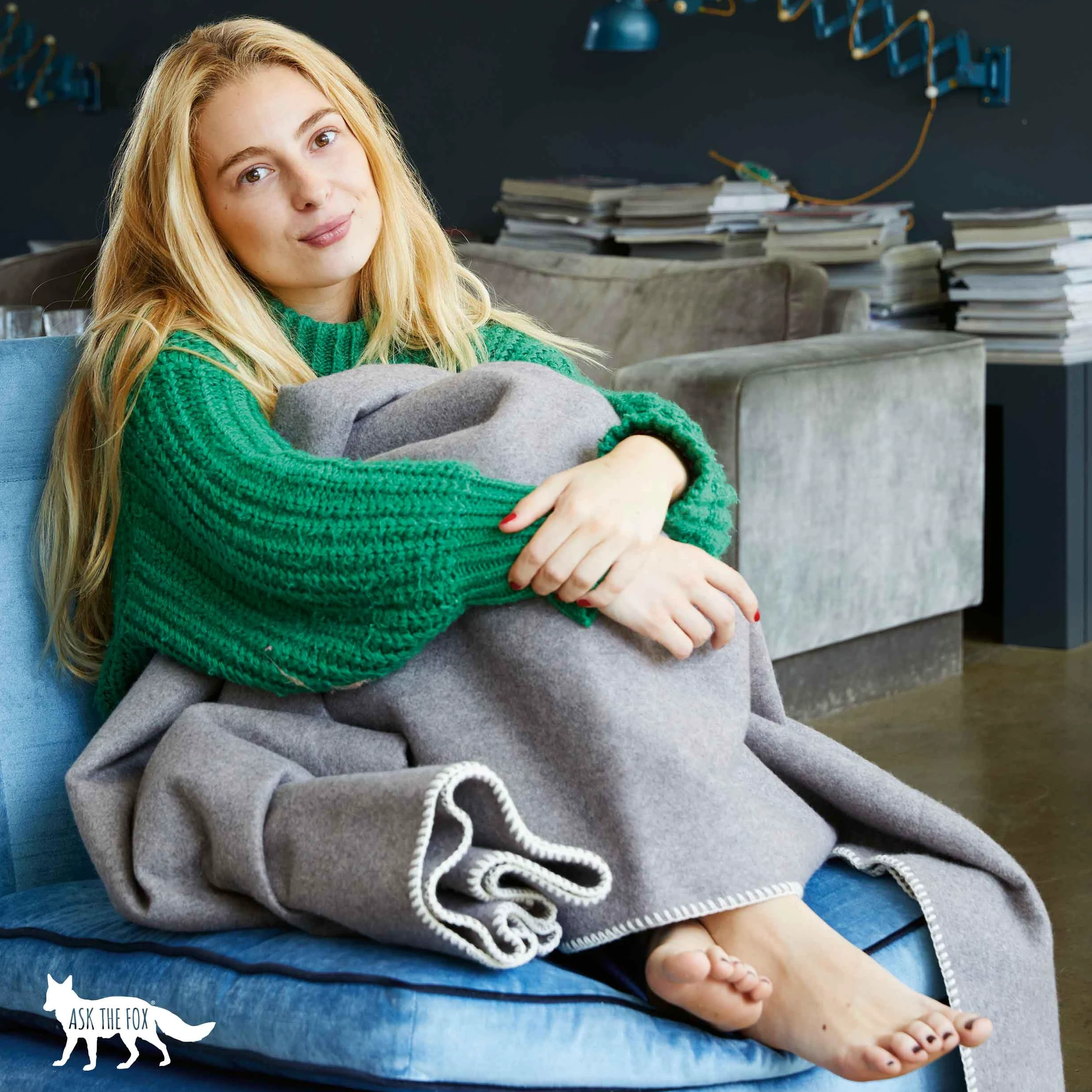 Cosy Fox, coperta antincendio multifunzionale e antincendio con fattore di morbidezza, prima misura contro gli incendi originali, 160 x 200 cm (grigio-bianco)